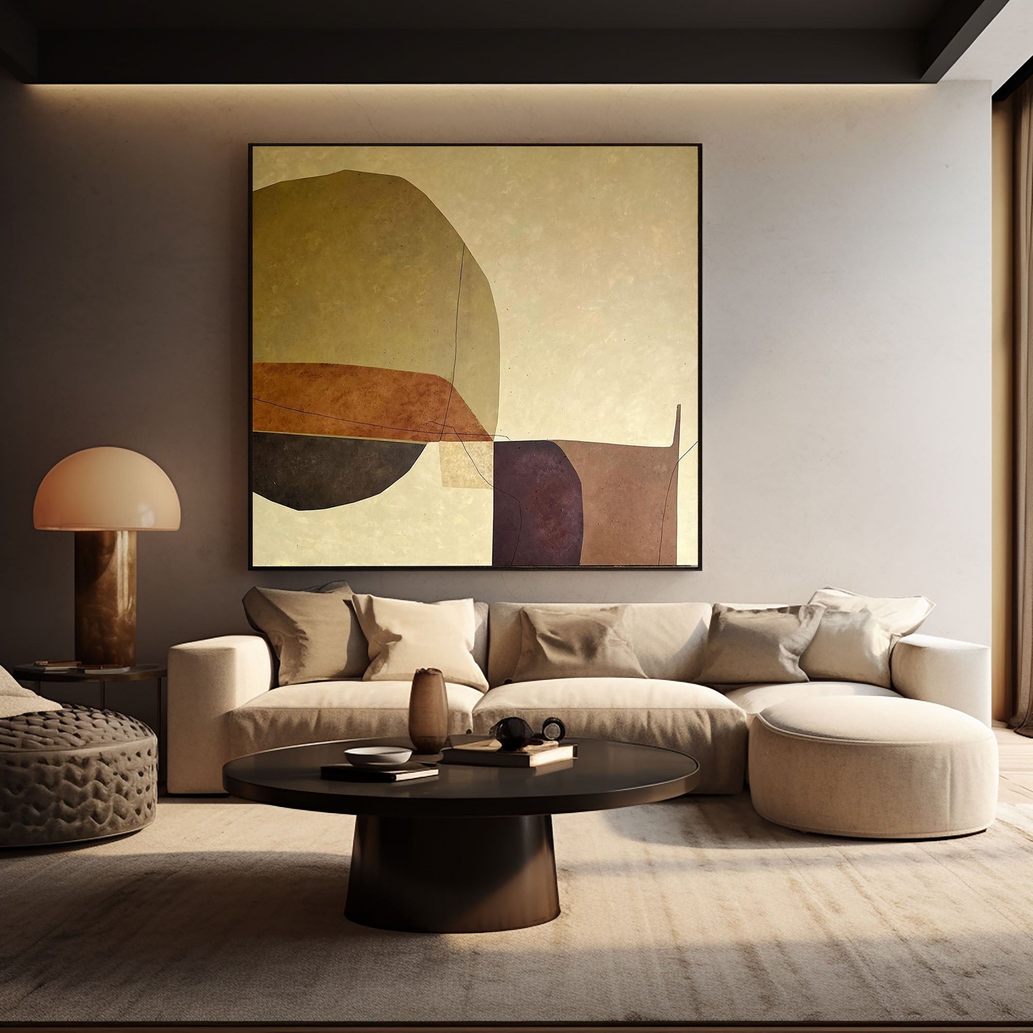 Luxury Mid Century Abstract Artwork Warm Canvas #MC019