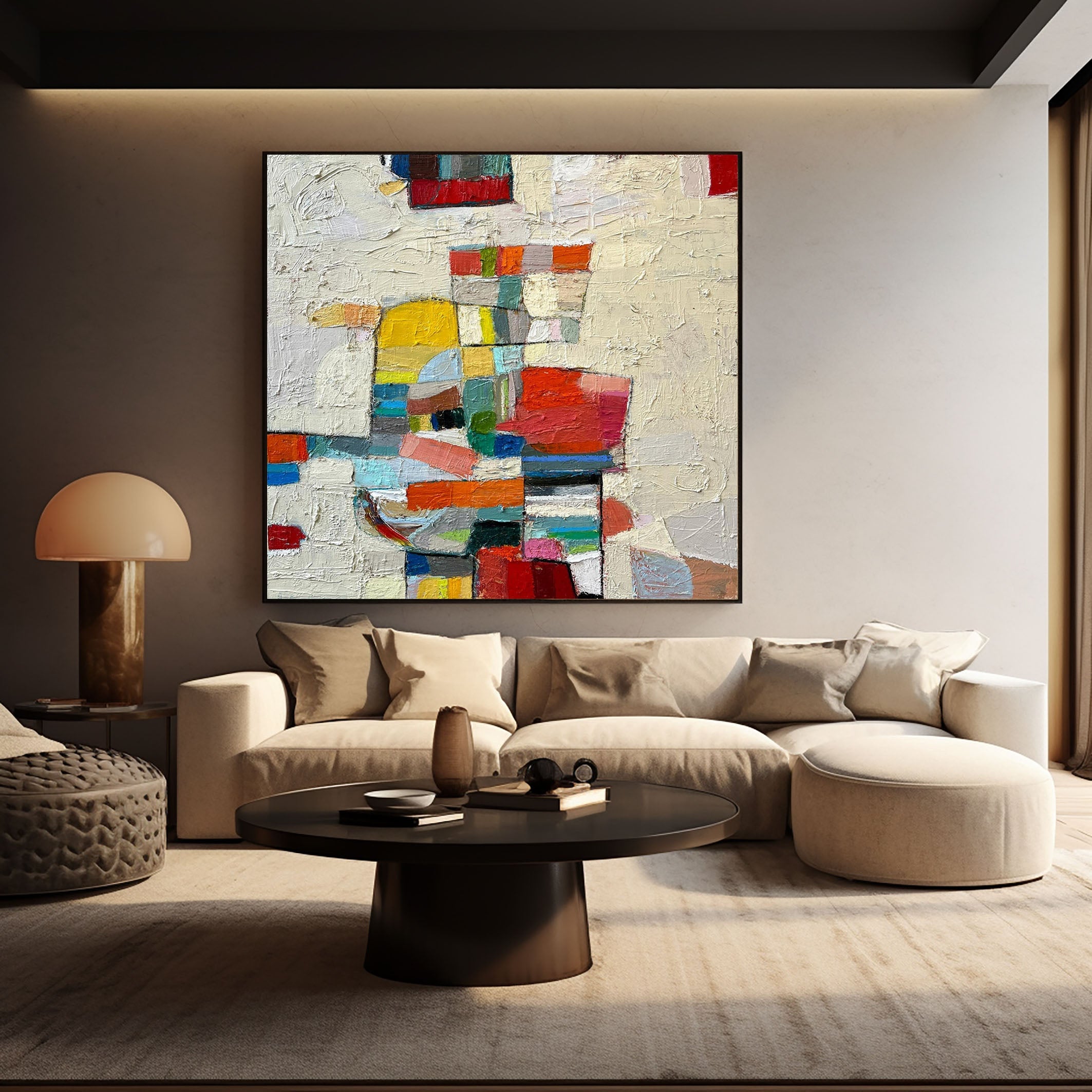 Vivid Mid Century Abstract Painting for Living Room #MC013