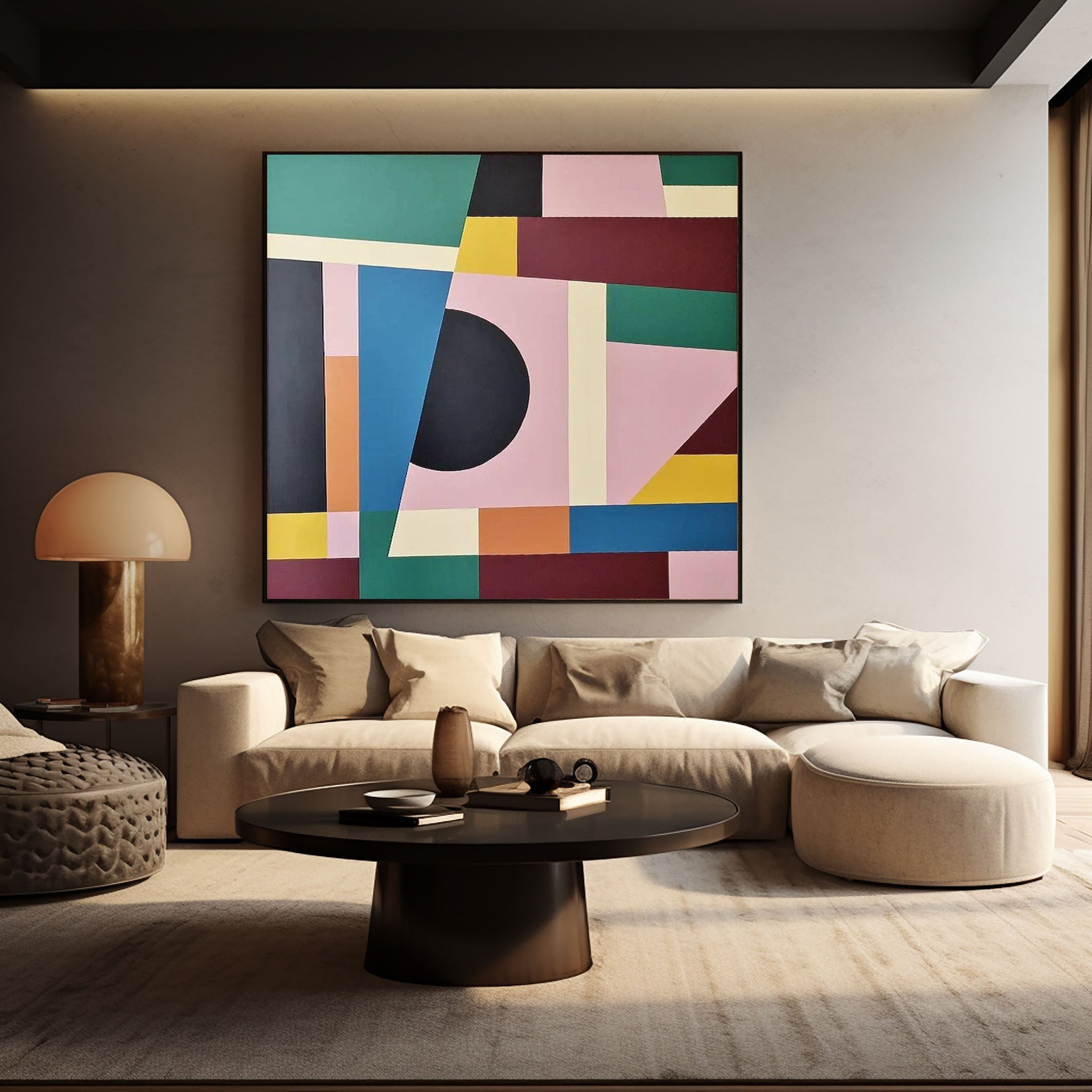 Geometric Harmony Mid Century Abstract Canvas Modern Home Art #MC014