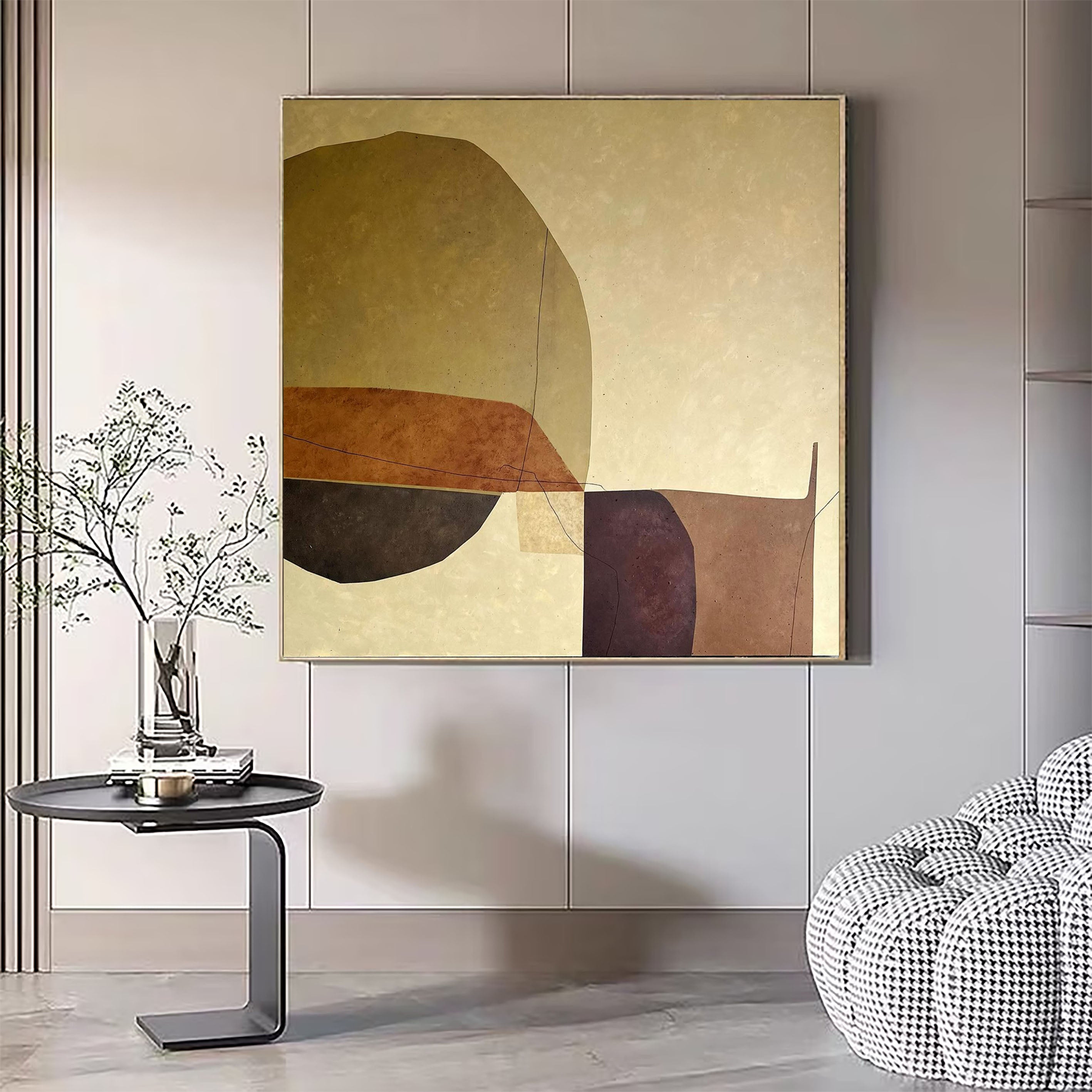 Luxury Mid Century Abstract Artwork Warm Canvas #MC019