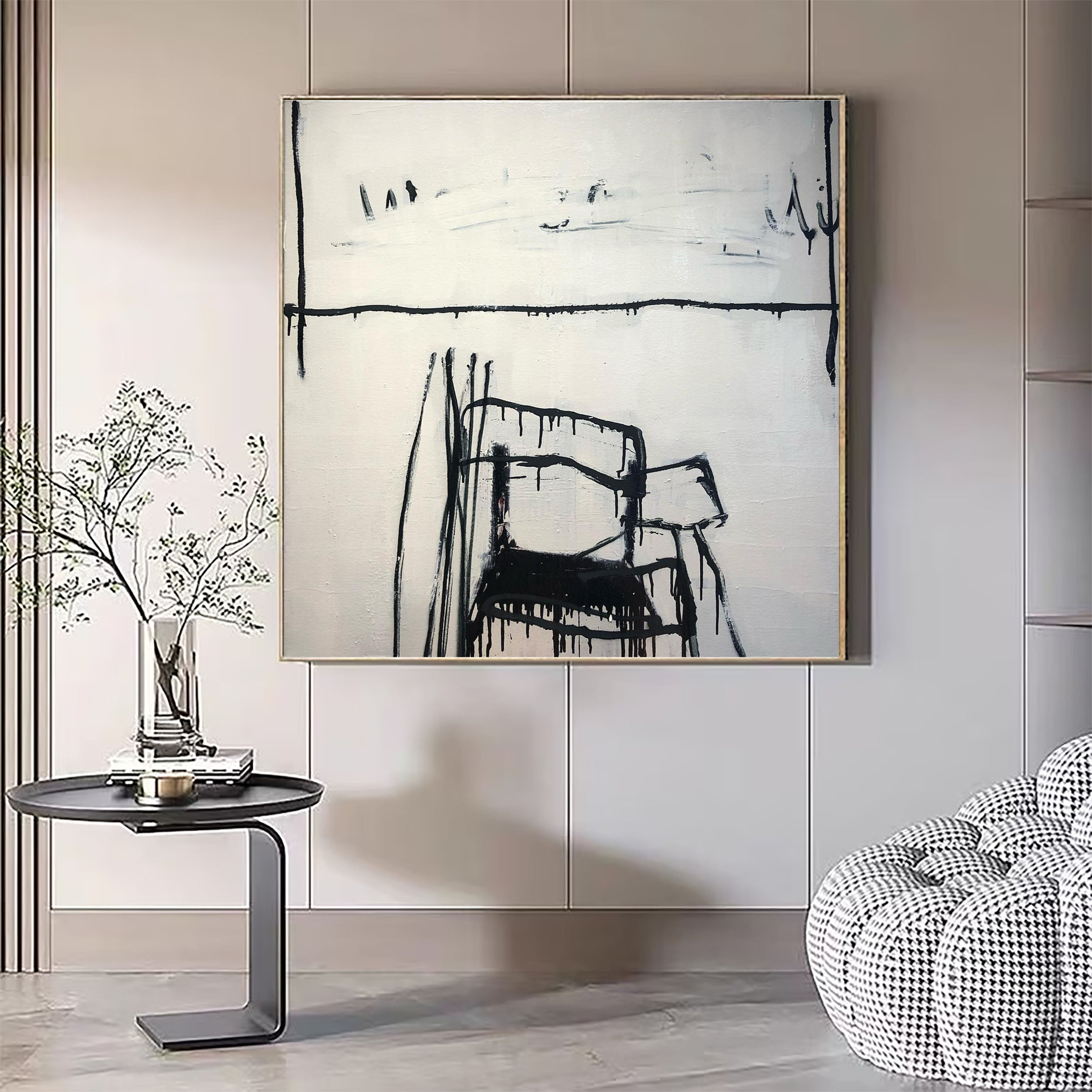 Minimalist Abstract Chair Elegant Monochrome Wall Art #MM074