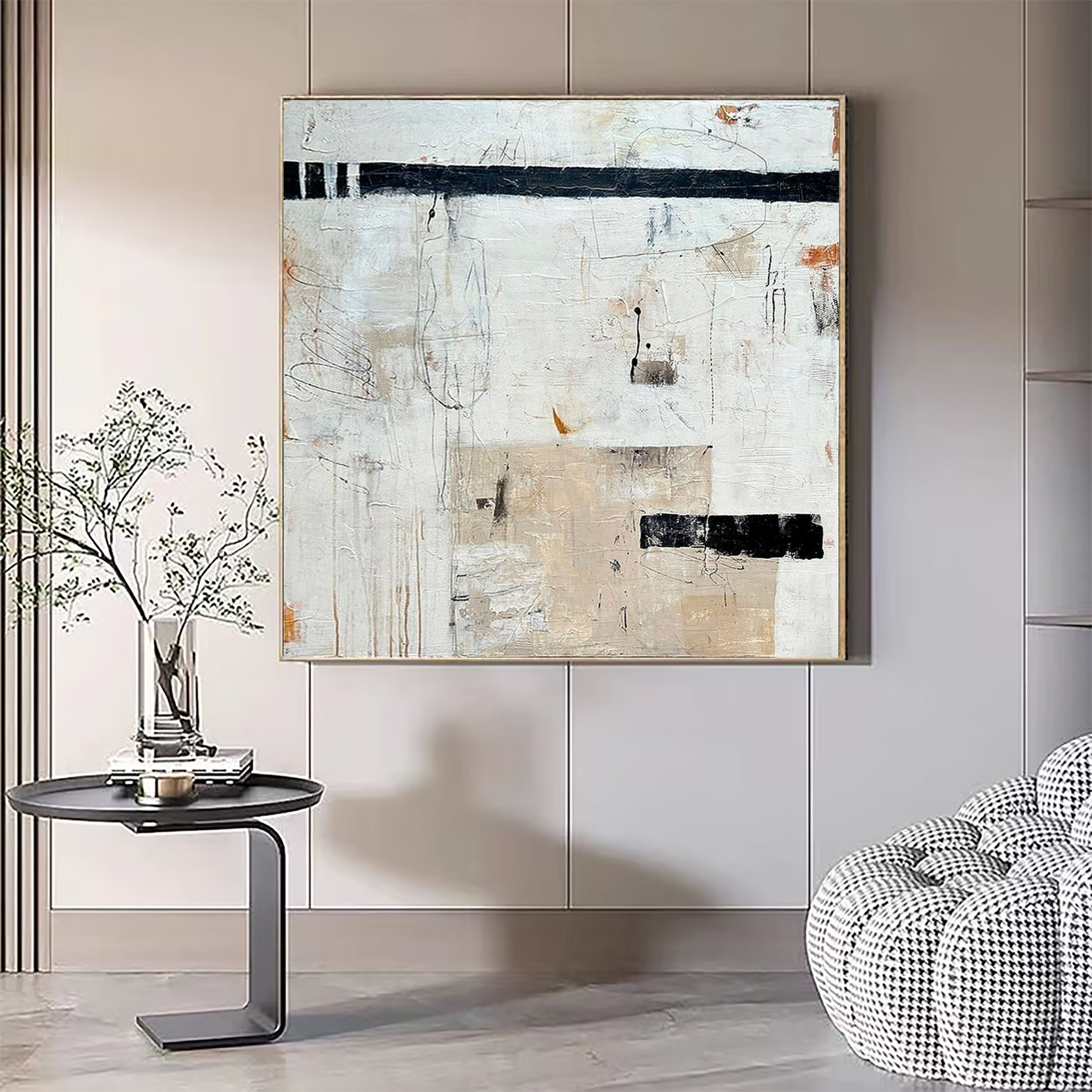 Monochrome Abstract Canvas Modern Home Decor Art #MC017