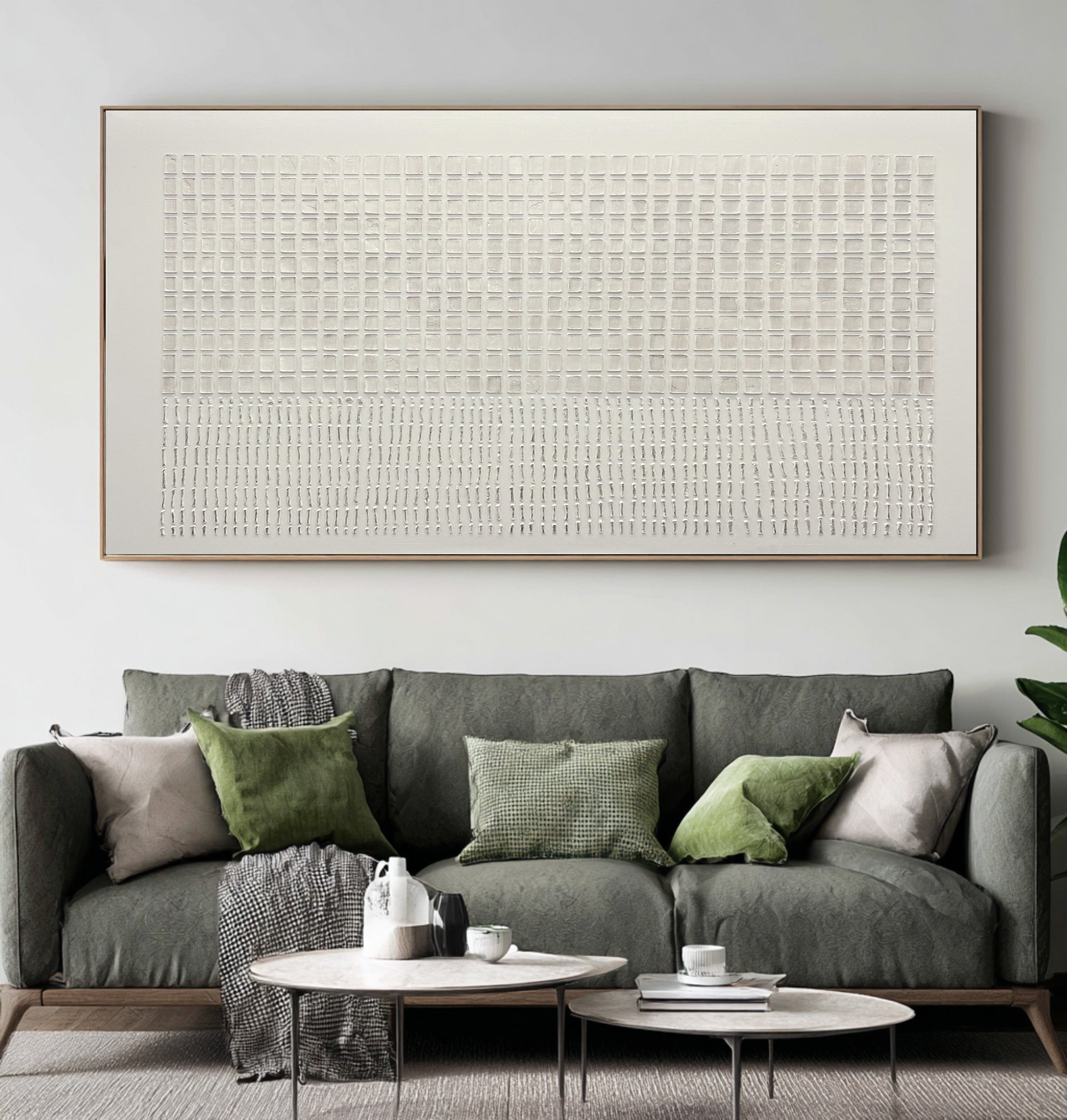Large White Textured Oil Painting - Modern Living Room Art | KelorArt