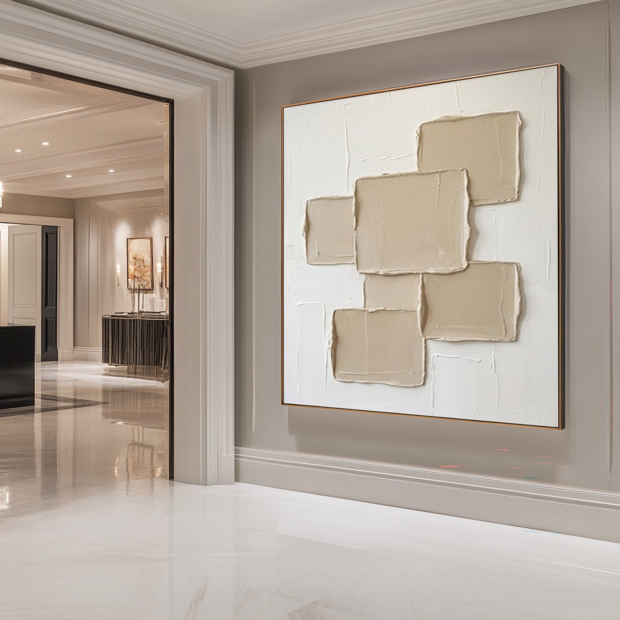 Large Contemporary Geometric Texture Art Hand Painted Canvas