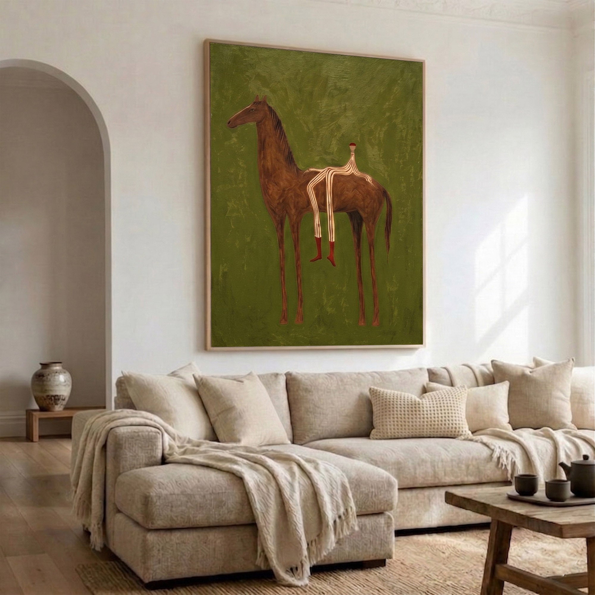 Large Cowboy Wall Art Contemporary Horse Painting Western Artwork