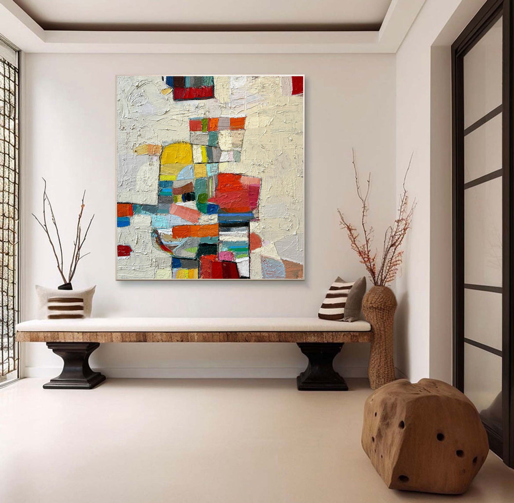 Vivid Mid Century Abstract Painting for Living Room #MC013