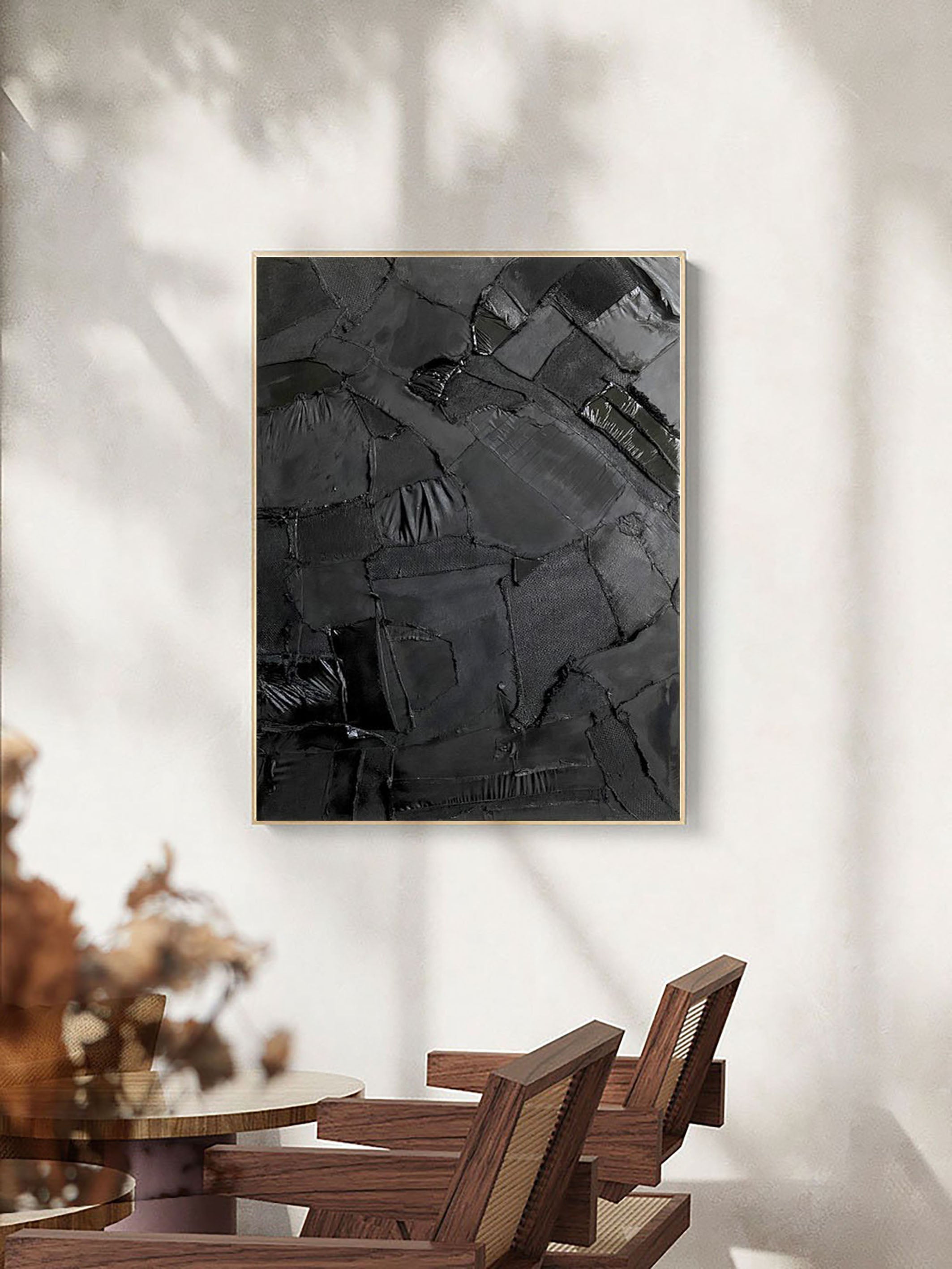 Noir Elegance | Modern Textured Wall Art Decor #MM104