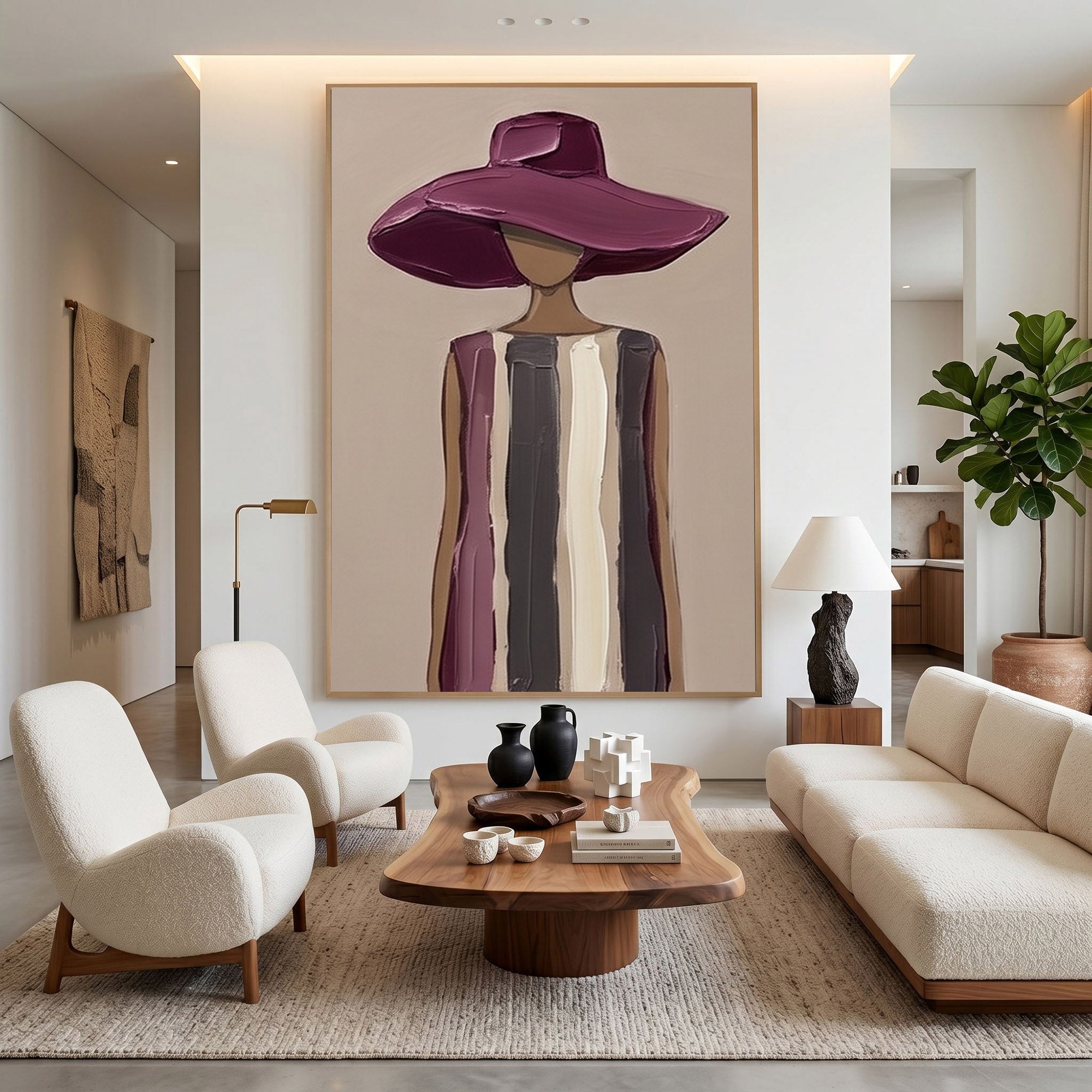Large Modern Woman Portrait Wall Art Abstract Oil Painting Vintage Americana Art Cowgirl Cowboy Western Fashion Figure Contemporary Decor