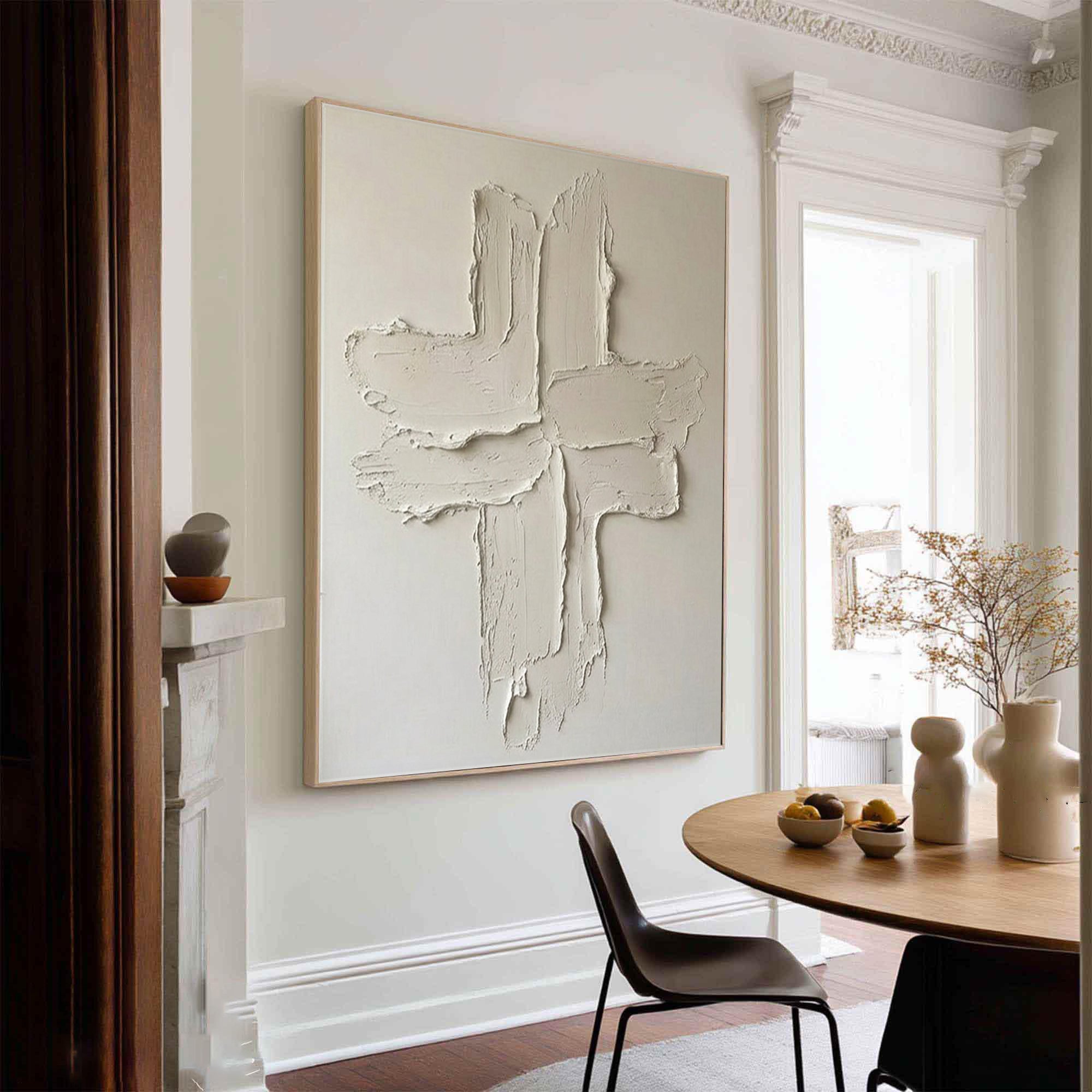 Large Abstract Textured Oil Painting for Elegant Neutral Interiors