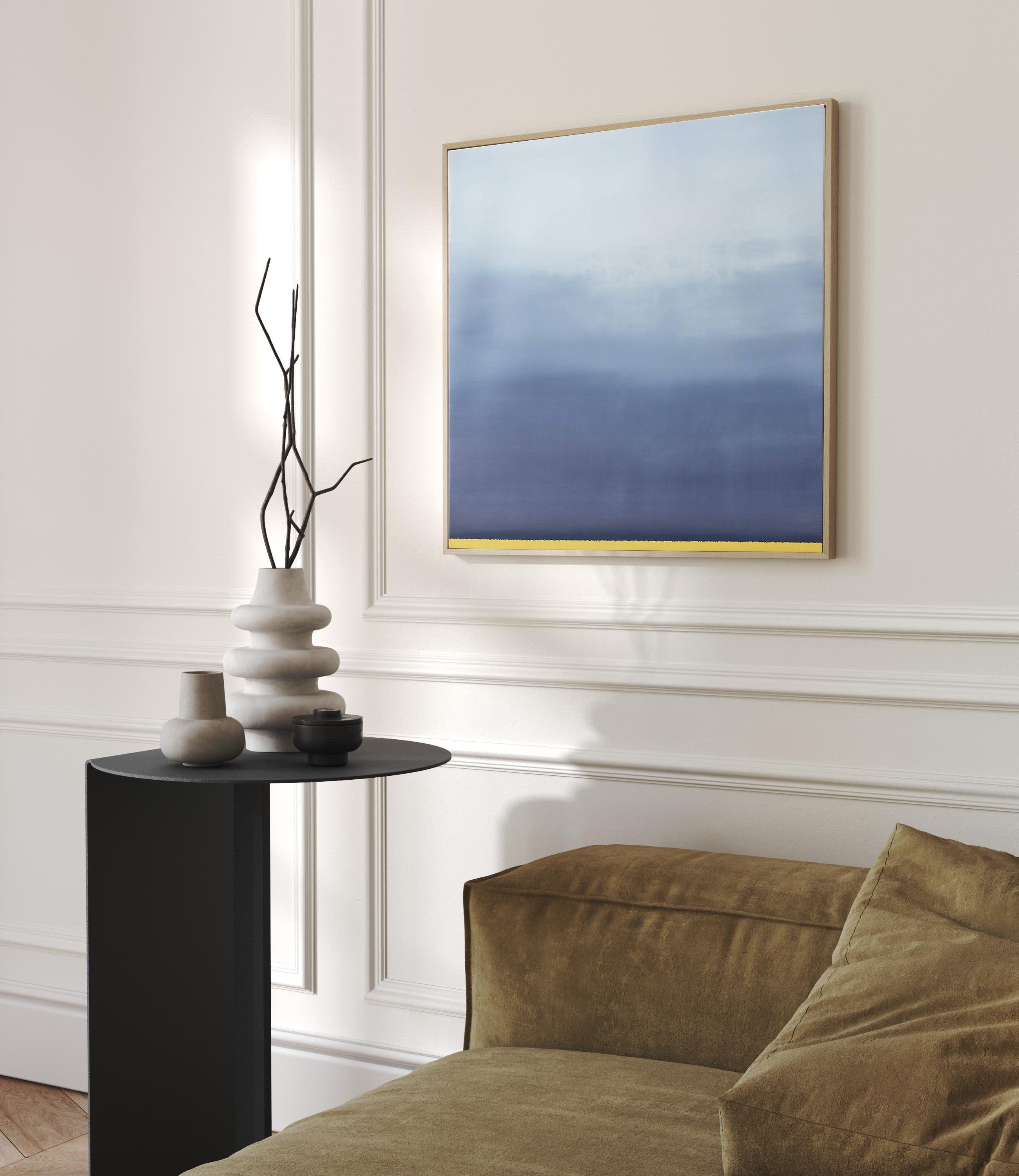 Contemplative Blue Tone Wall Art with Soft Blended Layers #MM398