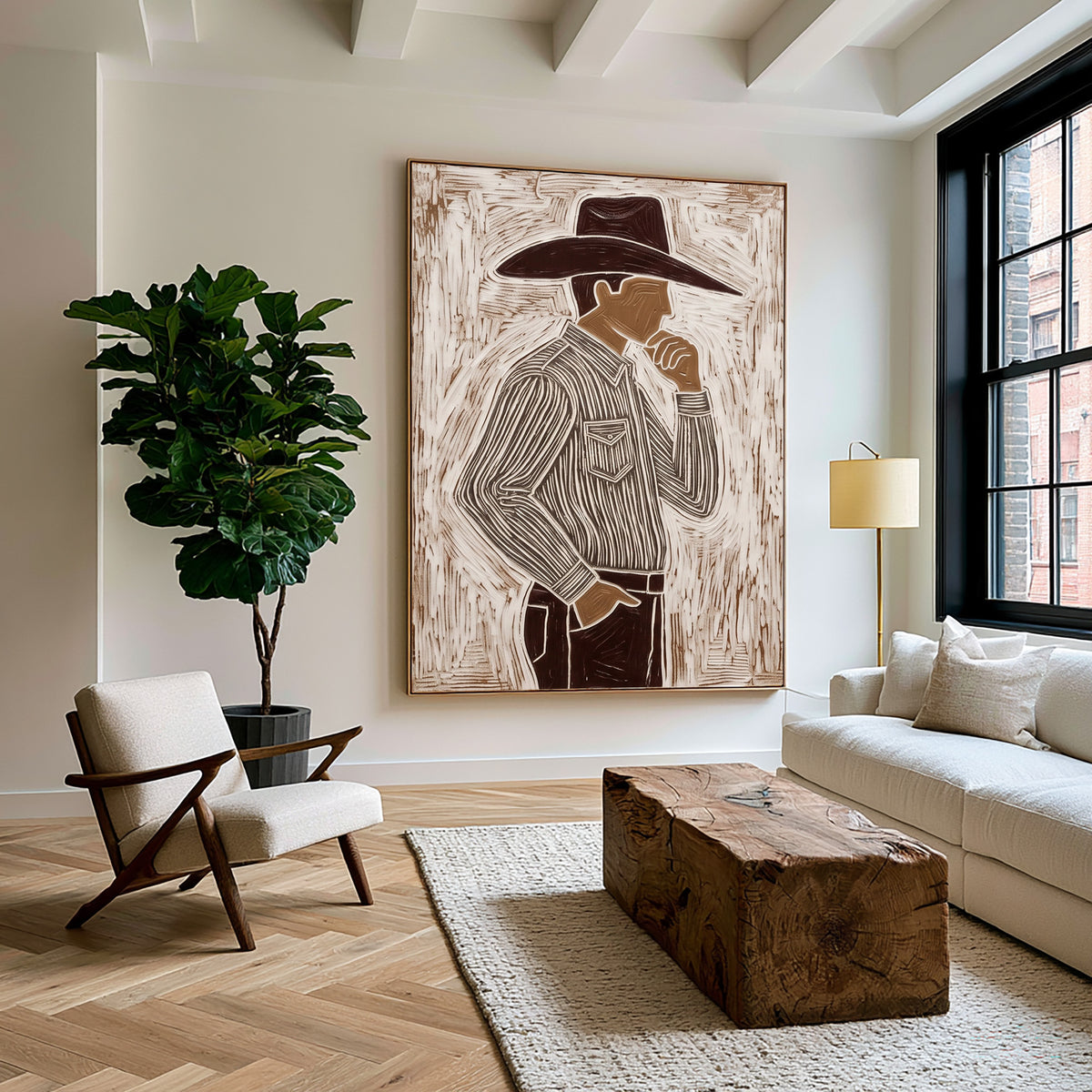 The Confidence of a Cowboy Western Figurative Painting Cowboy Wall Art Hand Painted Artwork