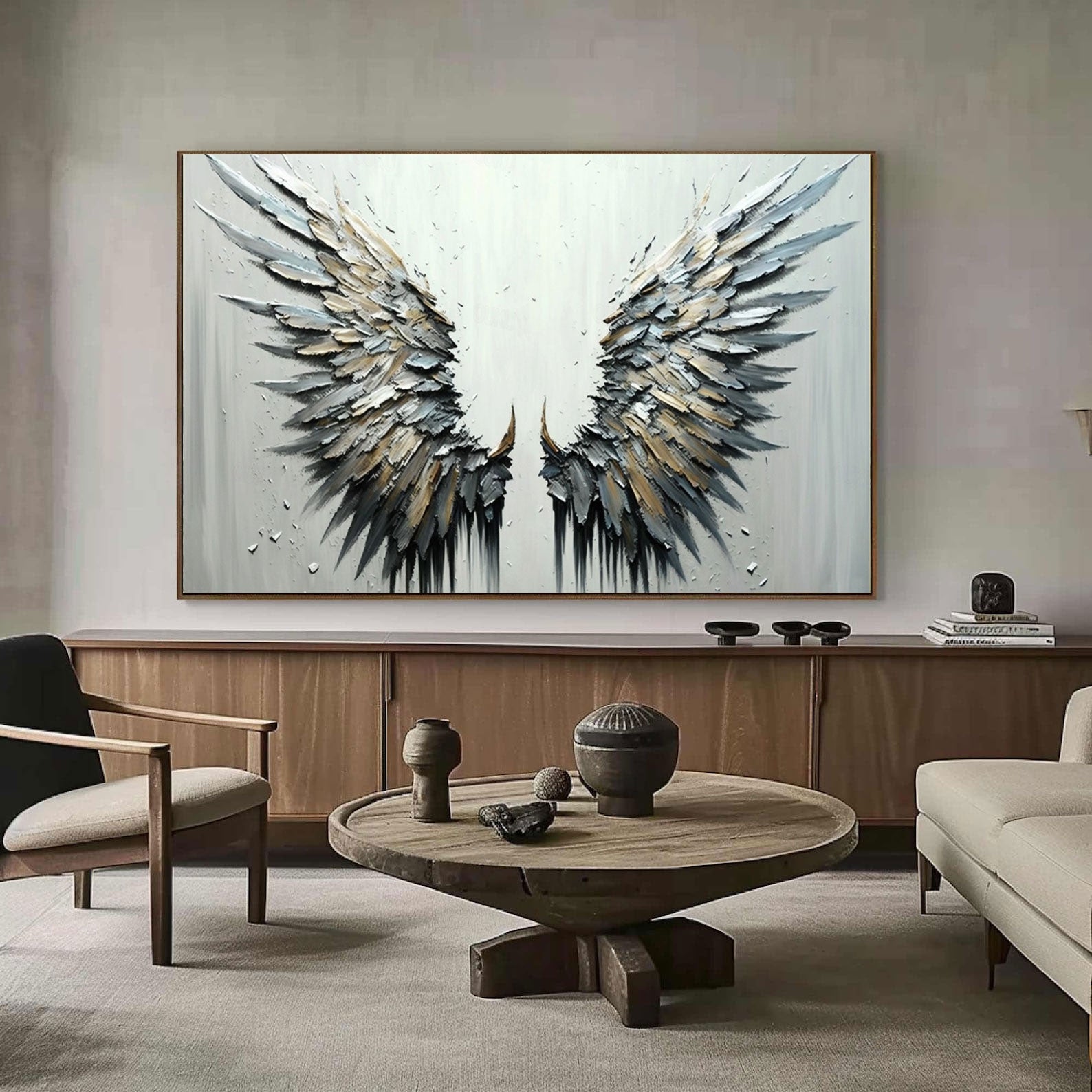 Handmade Angel Wing Art - Textured Abstract Painting #MM361