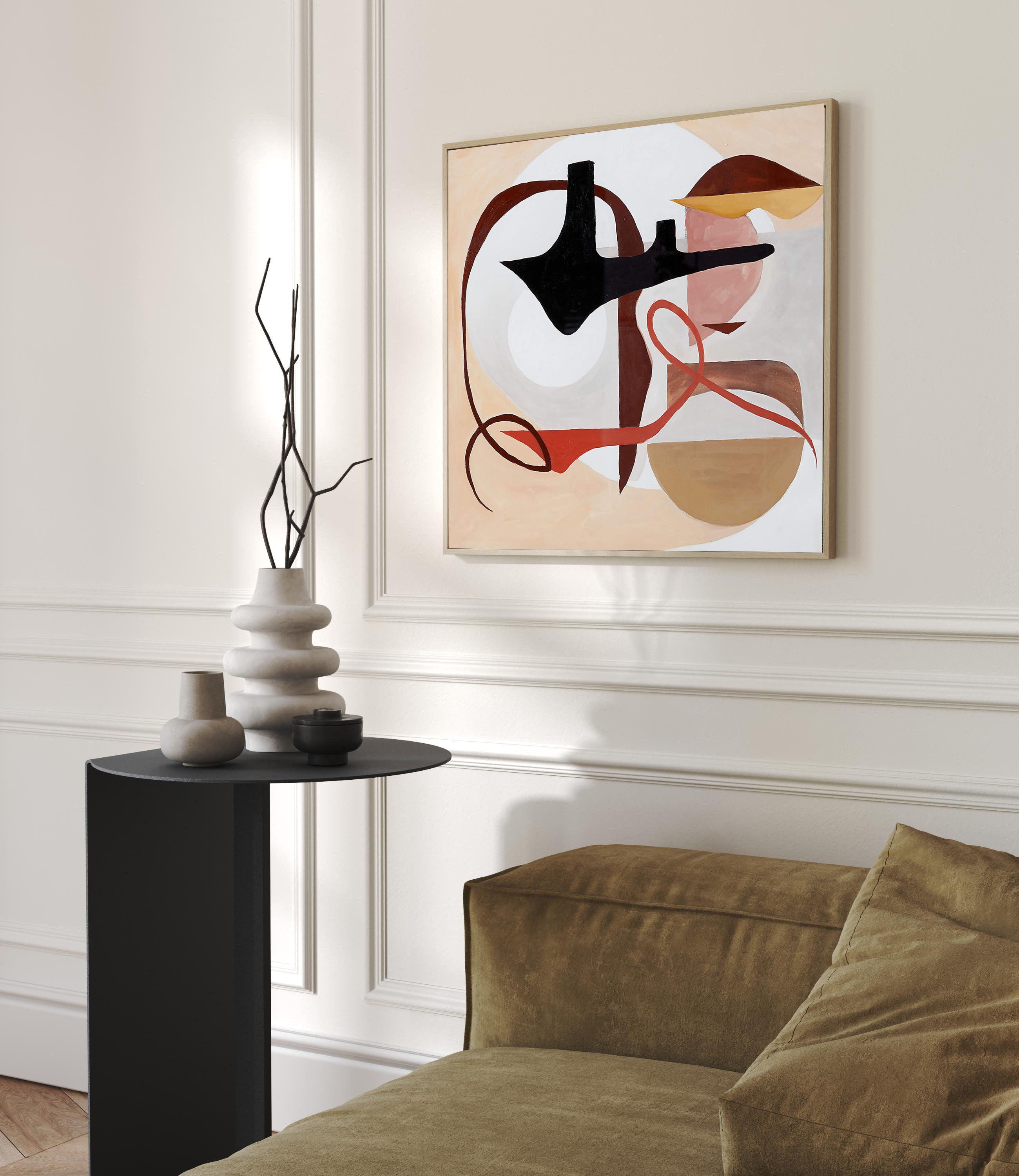 Warm Abstract with Balanced Shapes, Contemporary Wall Art #MM392