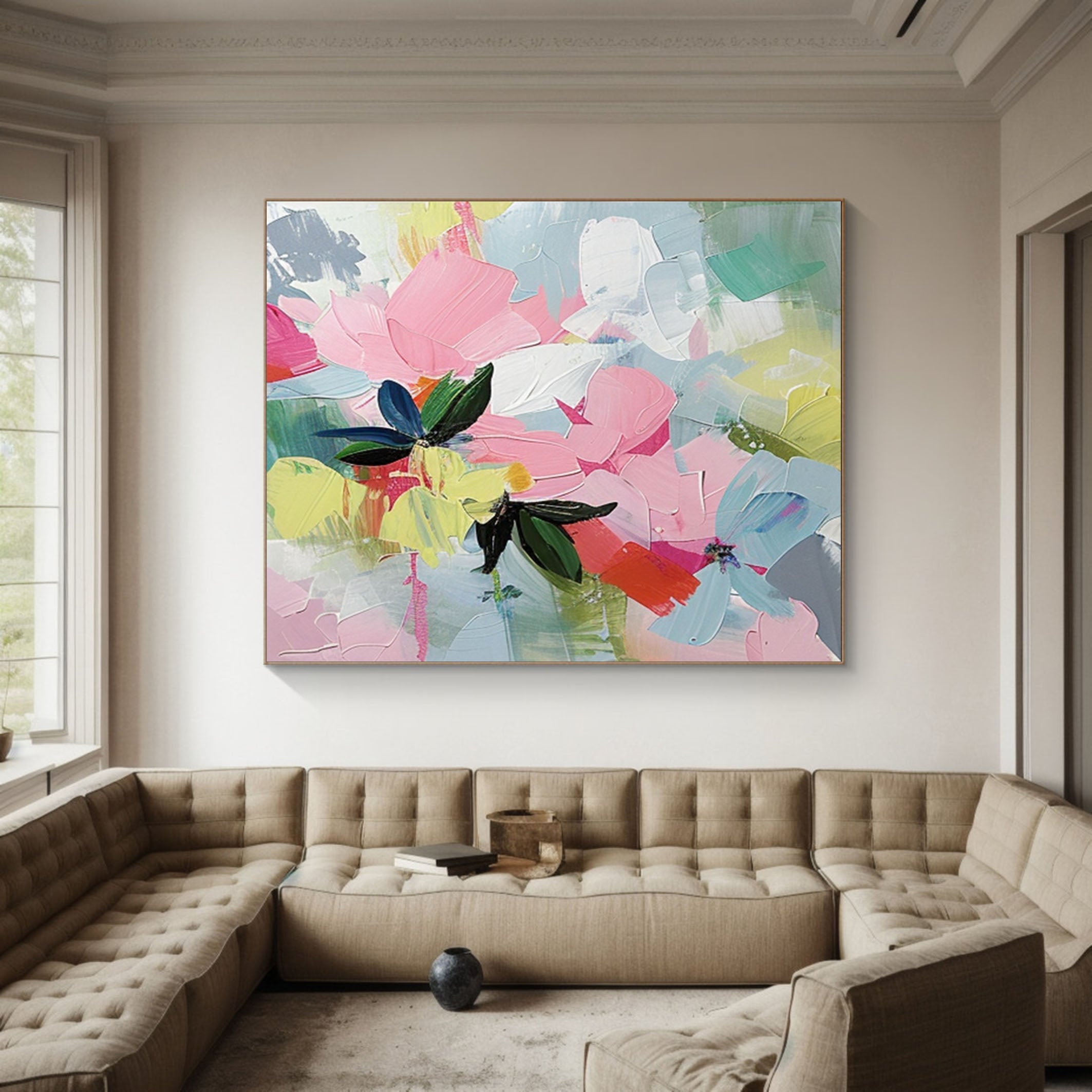 Modern Abstract Flower Painting for Living Room Walls #FB015