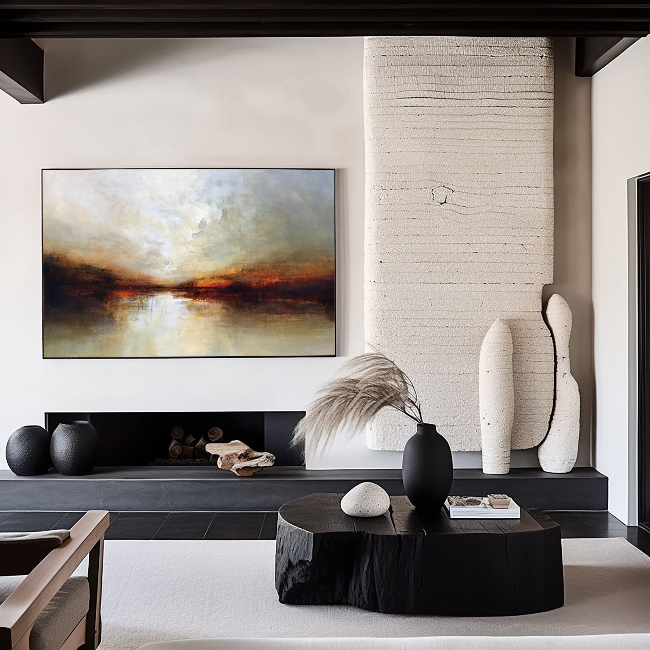 Abstract Landscape Artwork Warm Tones For Living Rooms #AB014