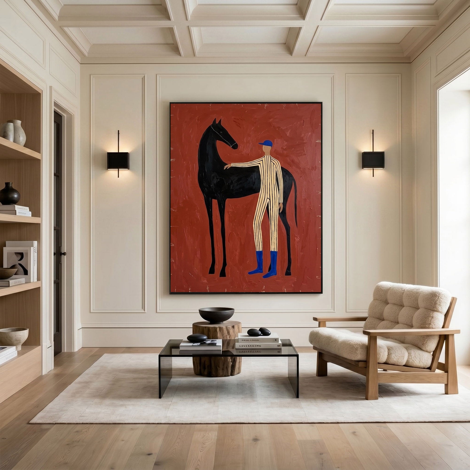 Large Cowboy Wall Art Modern Horse Oil Painting Southwestern Contemporary Artwork