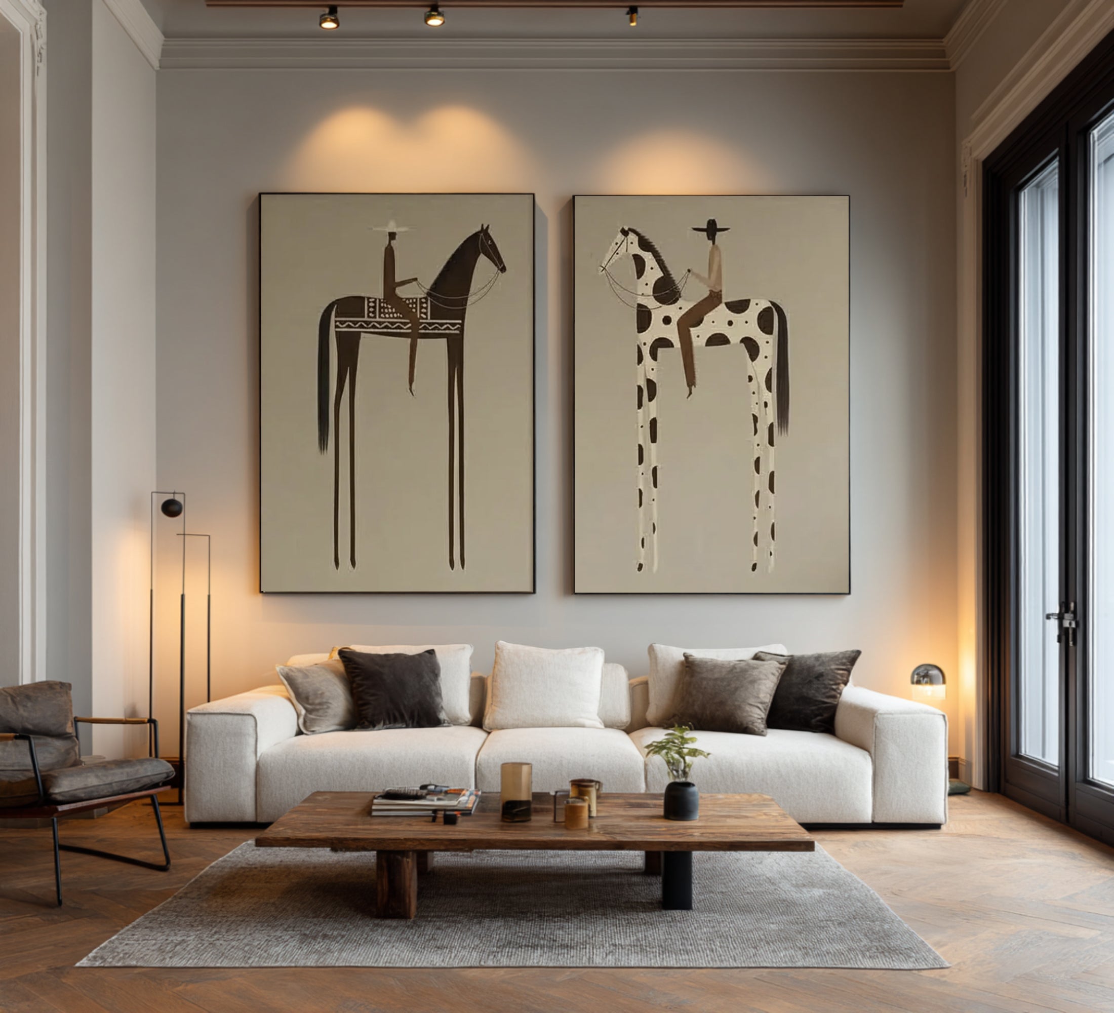 Luxury Equestrian Canvas Art Set Large Designer Horse Paintings