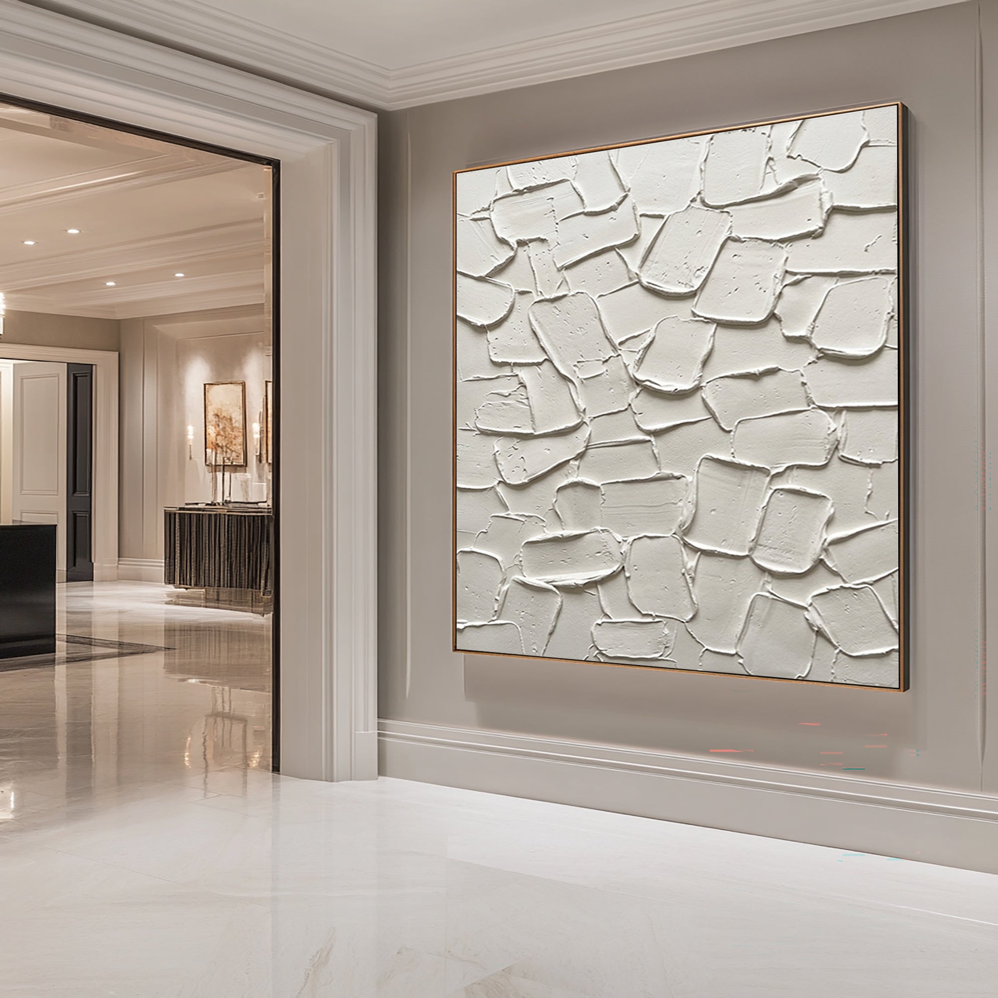 Large Stone Inspired Textured Wall Art Neutral Contemporary Canvas Painting