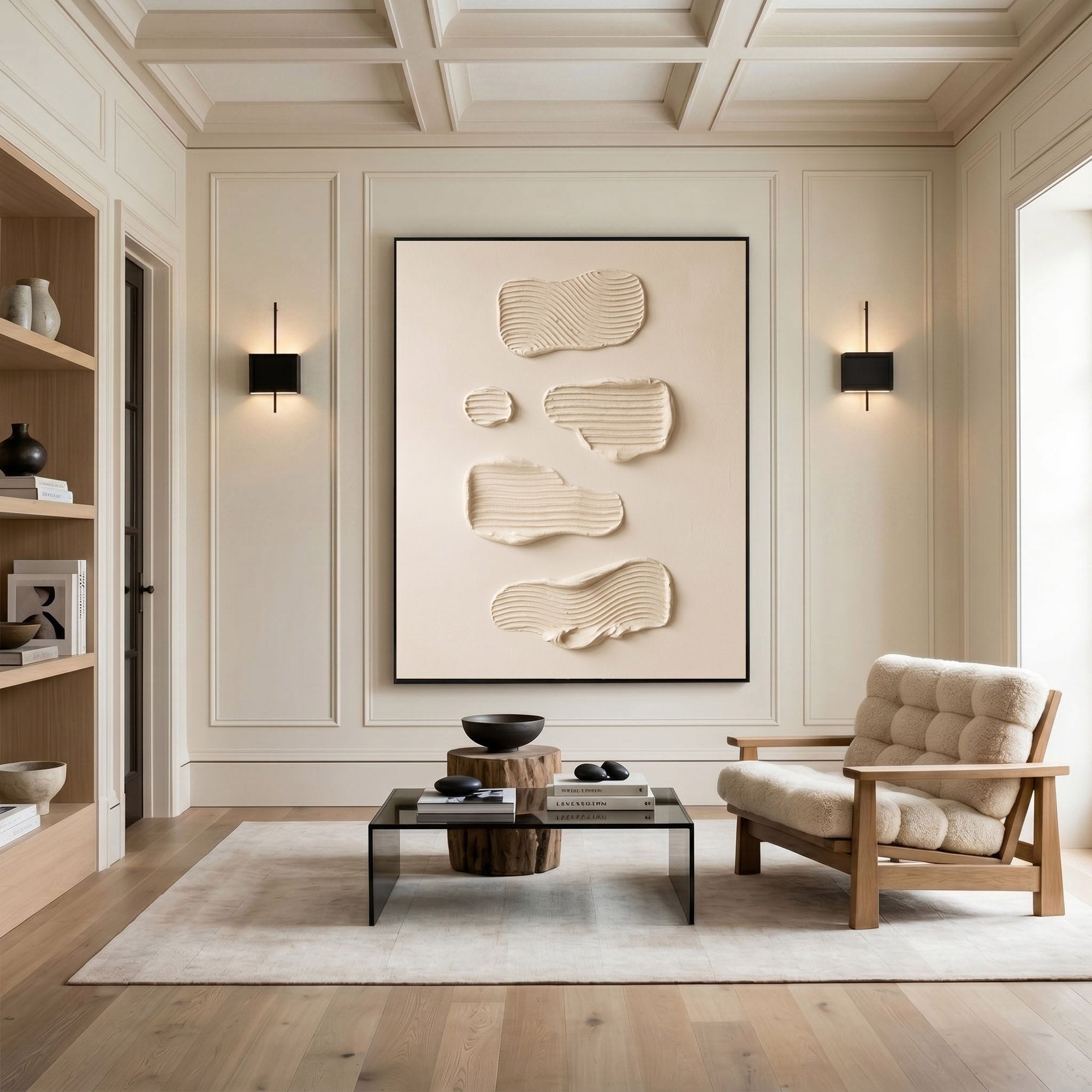 Large Abstract Wall Art Textured Oil Painting Neutral Modern Minimalist Artwork