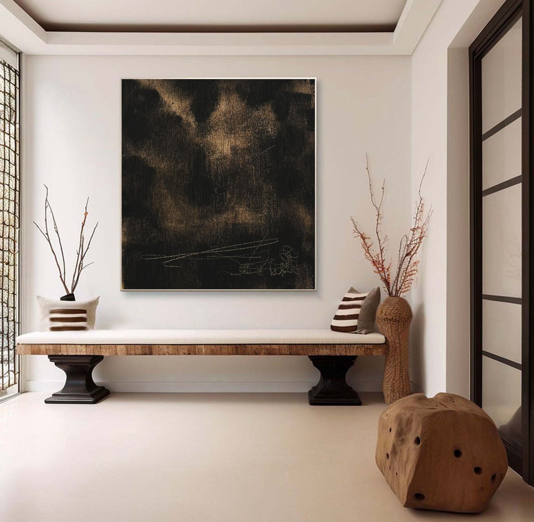 Mystic Shadows Dark Abstract Canvas Wall Art #MM077