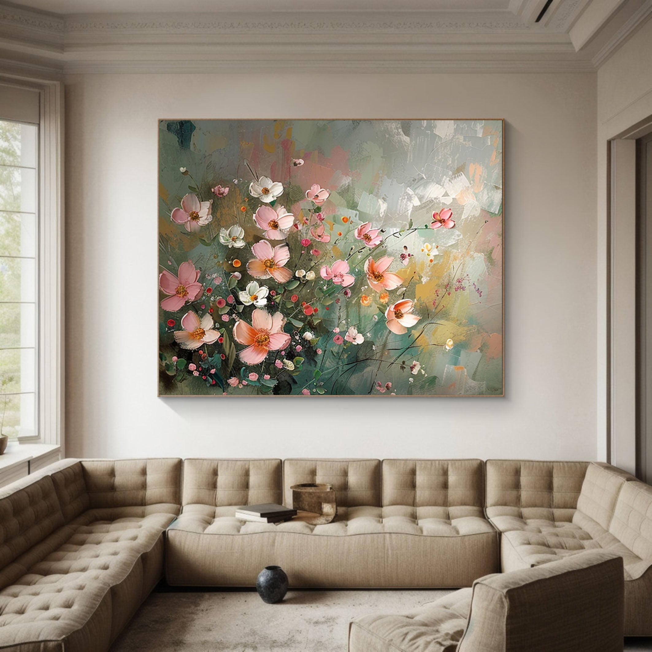 Large Canvas Flower Painting for Home Decor #FB014