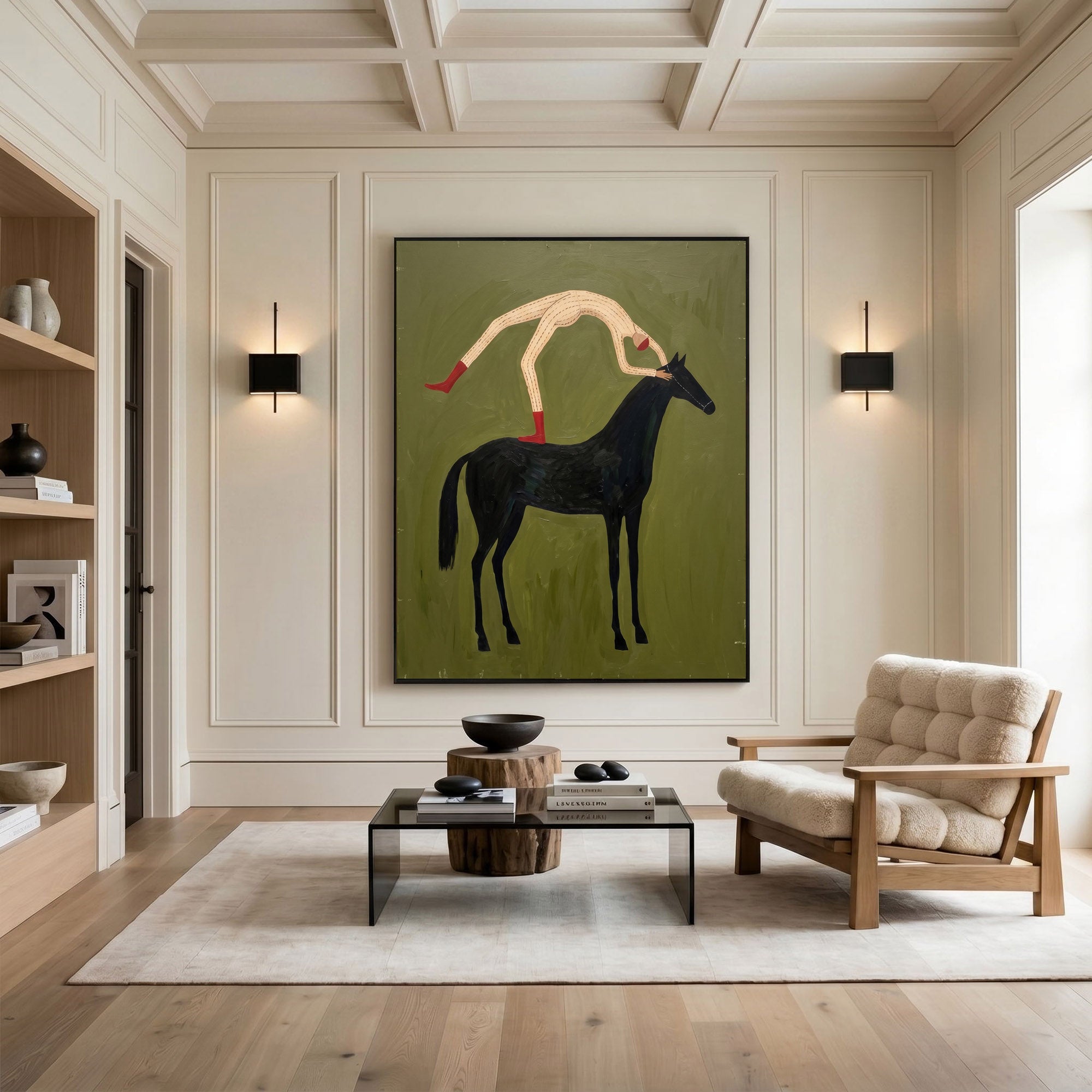 Large Cowboy Horse Wall Art Contemporary Western Oil Painting Hand Painted Artwork