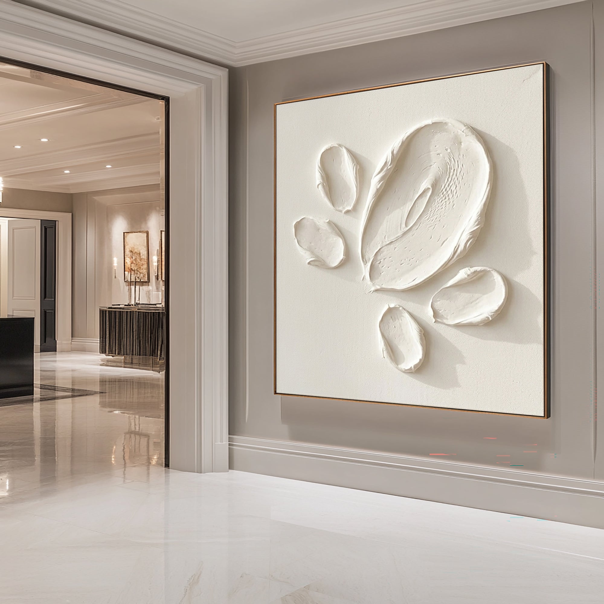Large Minimal Relief Oil Painting for Modern Luxury Interiors