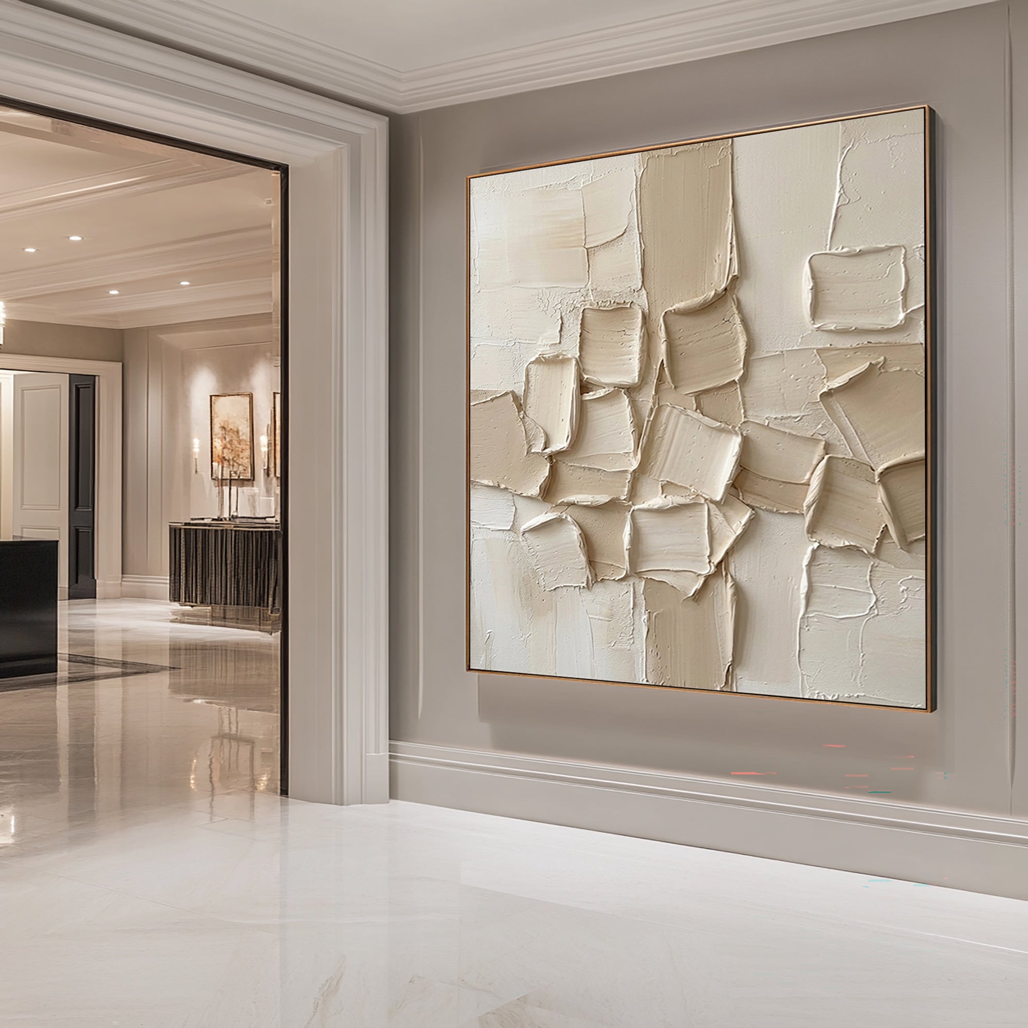 Large Contemporary Textured Abstract Canvas Painting Neutral Wall Art