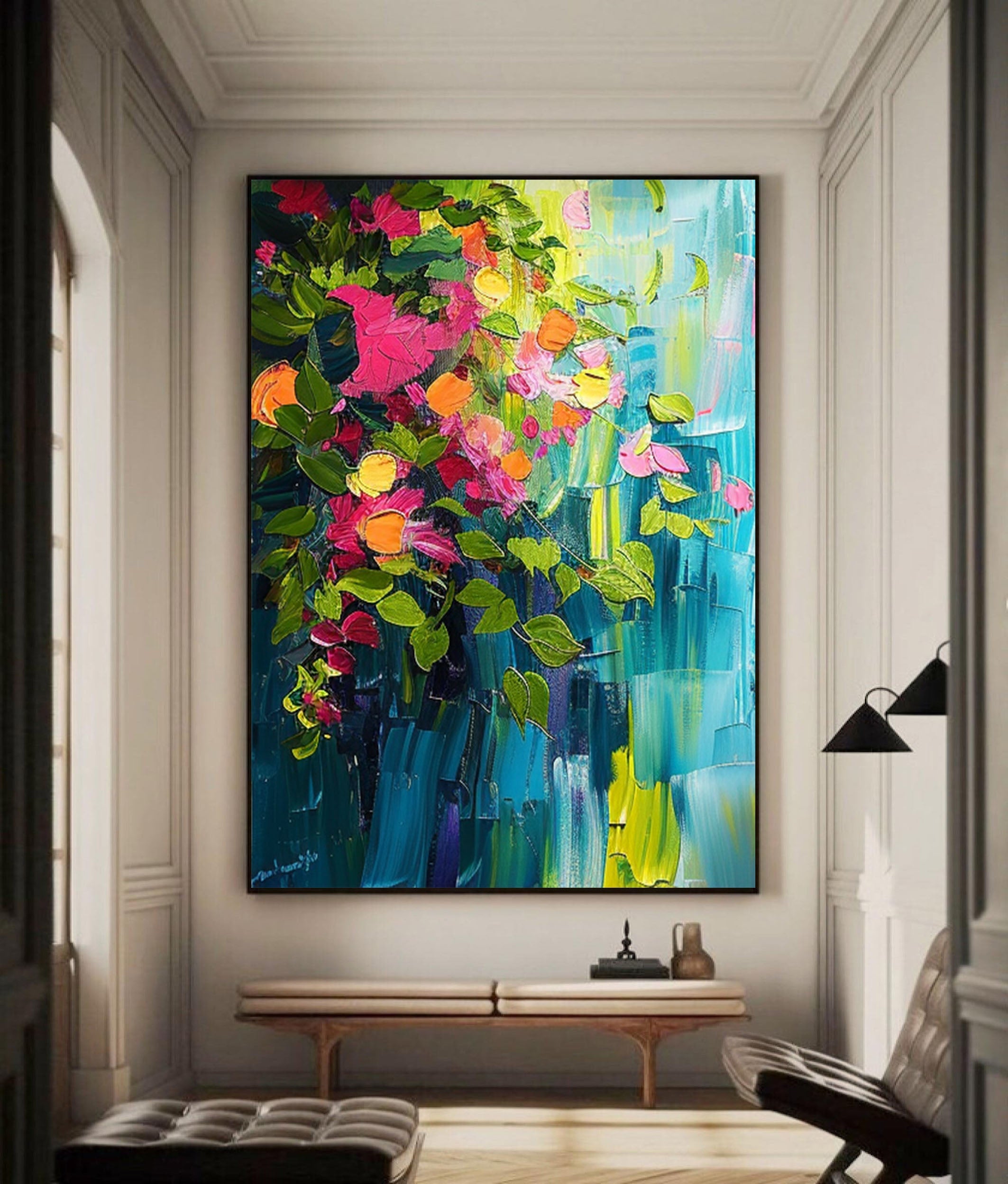 Vibrant Summer Flowers Abstract Painting For Room Decor #FB008