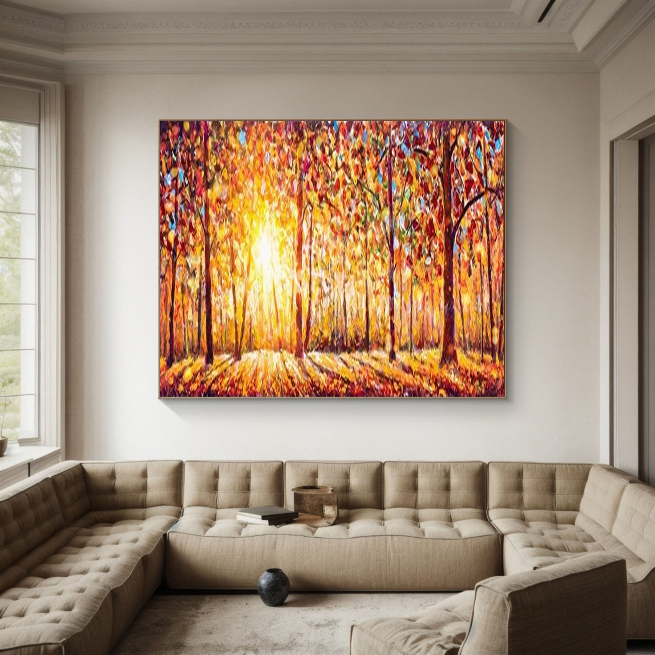 Vibrant Autumn Forest Painting for Modern Interiors #TP041