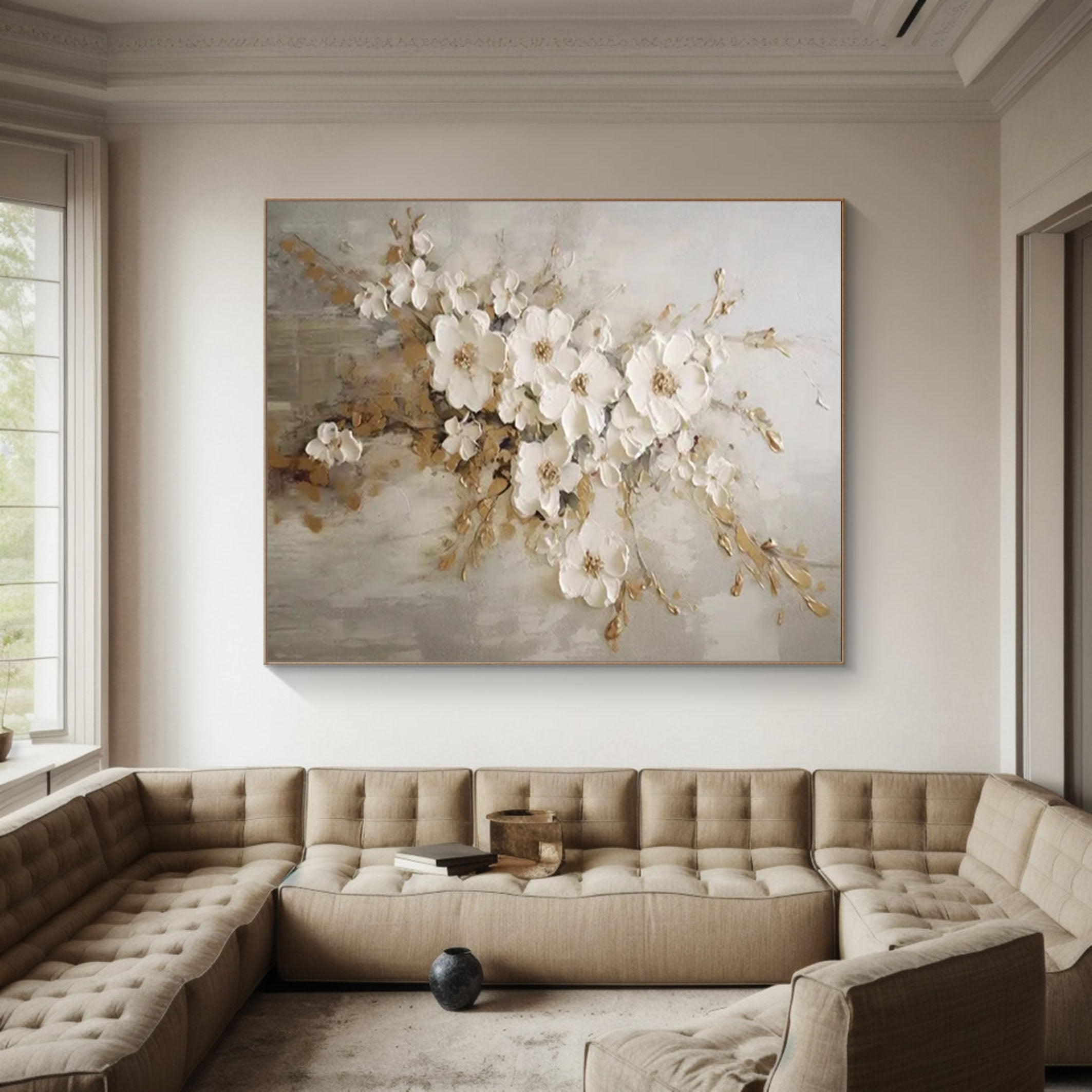 Serene Flower Canvas Painting for Minimalist Interiors Wall Decor #FB022