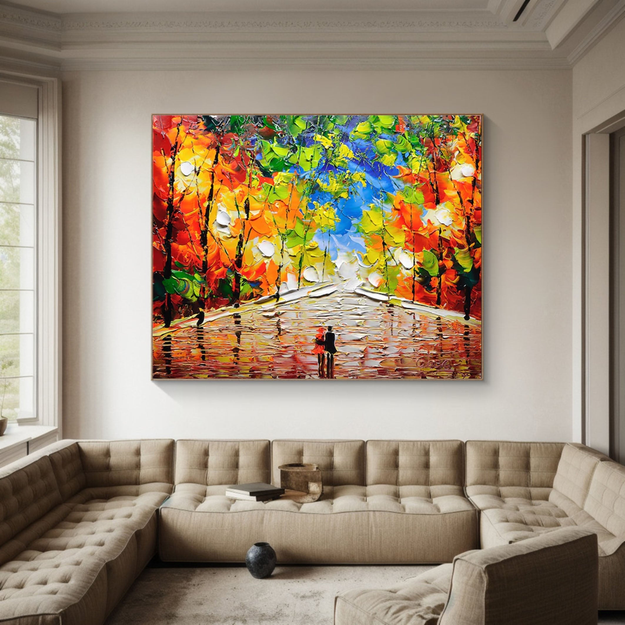 Elegant Modern Forest Painting for Chic Home Design #TP044