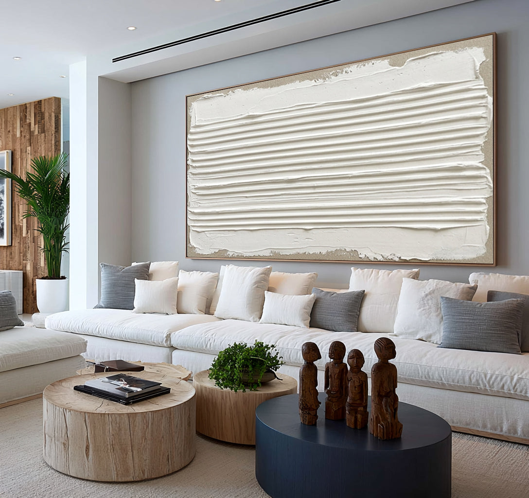 Strata Shaped Over Time Large Horizontal Textured Wall Art Sculptural Relief Contemporary Abstract Painting