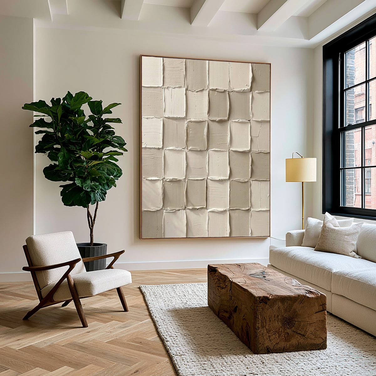 Handmade Forms In Soft Relief Large Ivory Textured Abstract Wall Art Sculptural Modern Decor