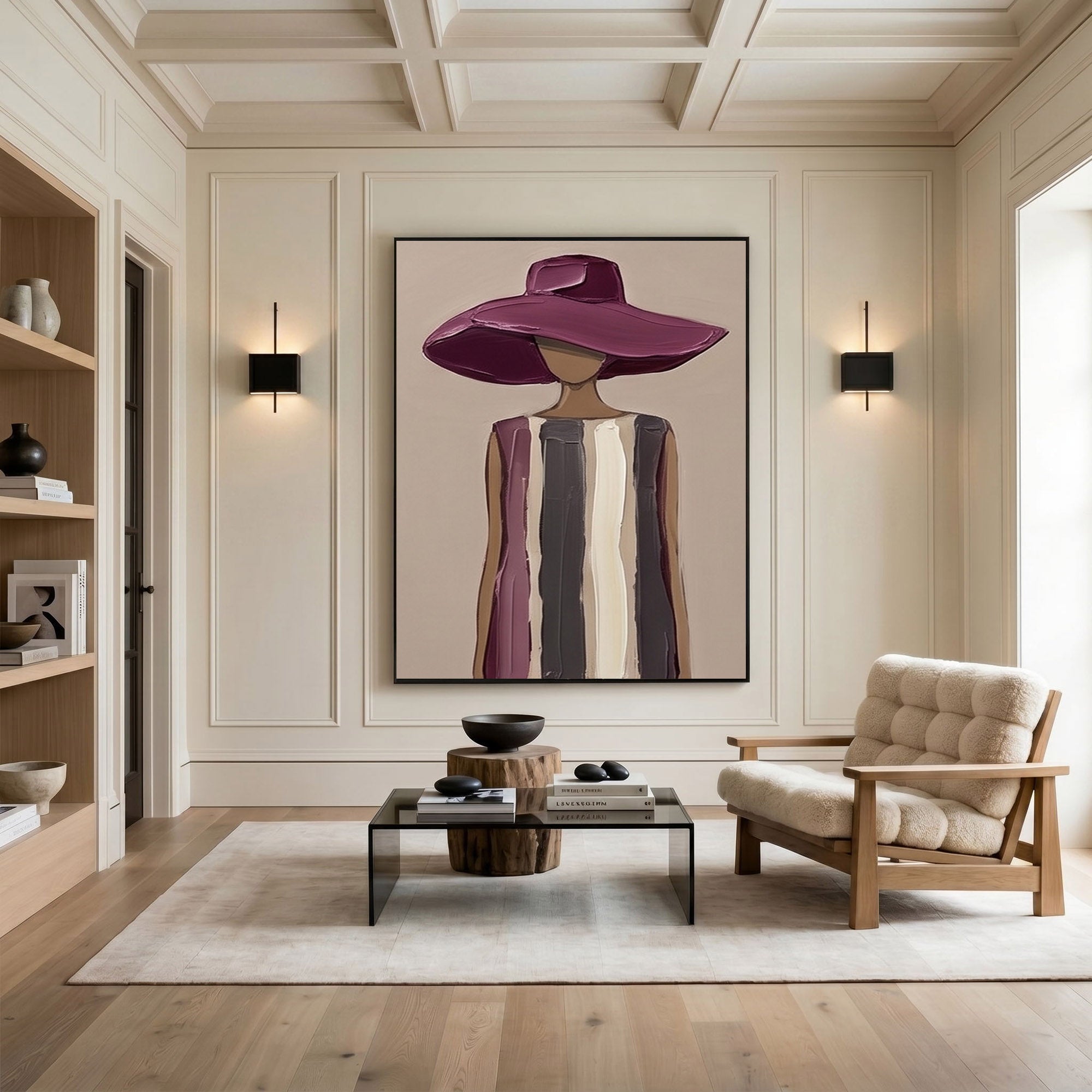 Large Modern Woman Portrait Wall Art Abstract Oil Painting Vintage Americana Art Cowgirl Cowboy Western Fashion Figure Contemporary Decor