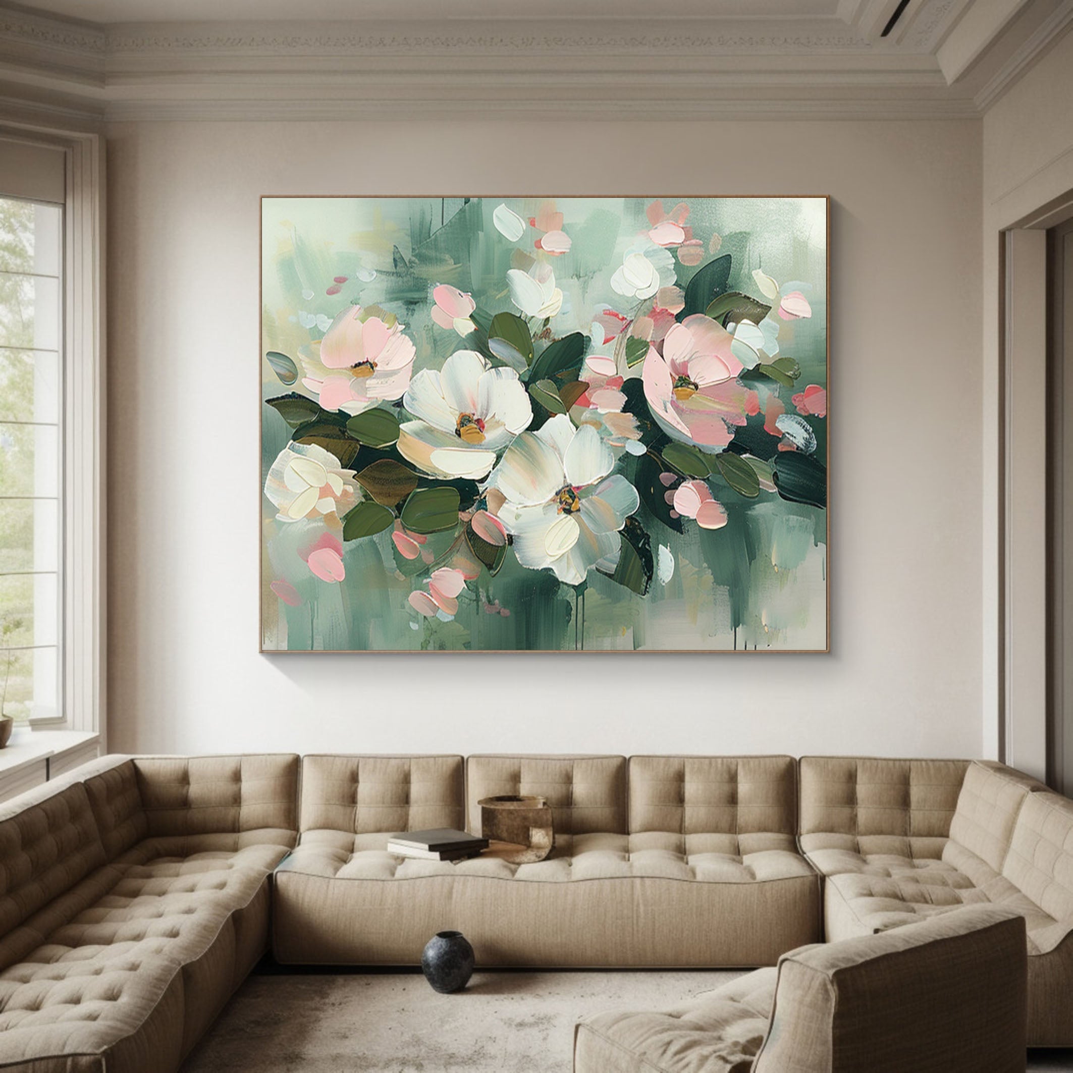 Vibrant Floral Wall Art Modern Abstract Flowers On Canvas #FB010