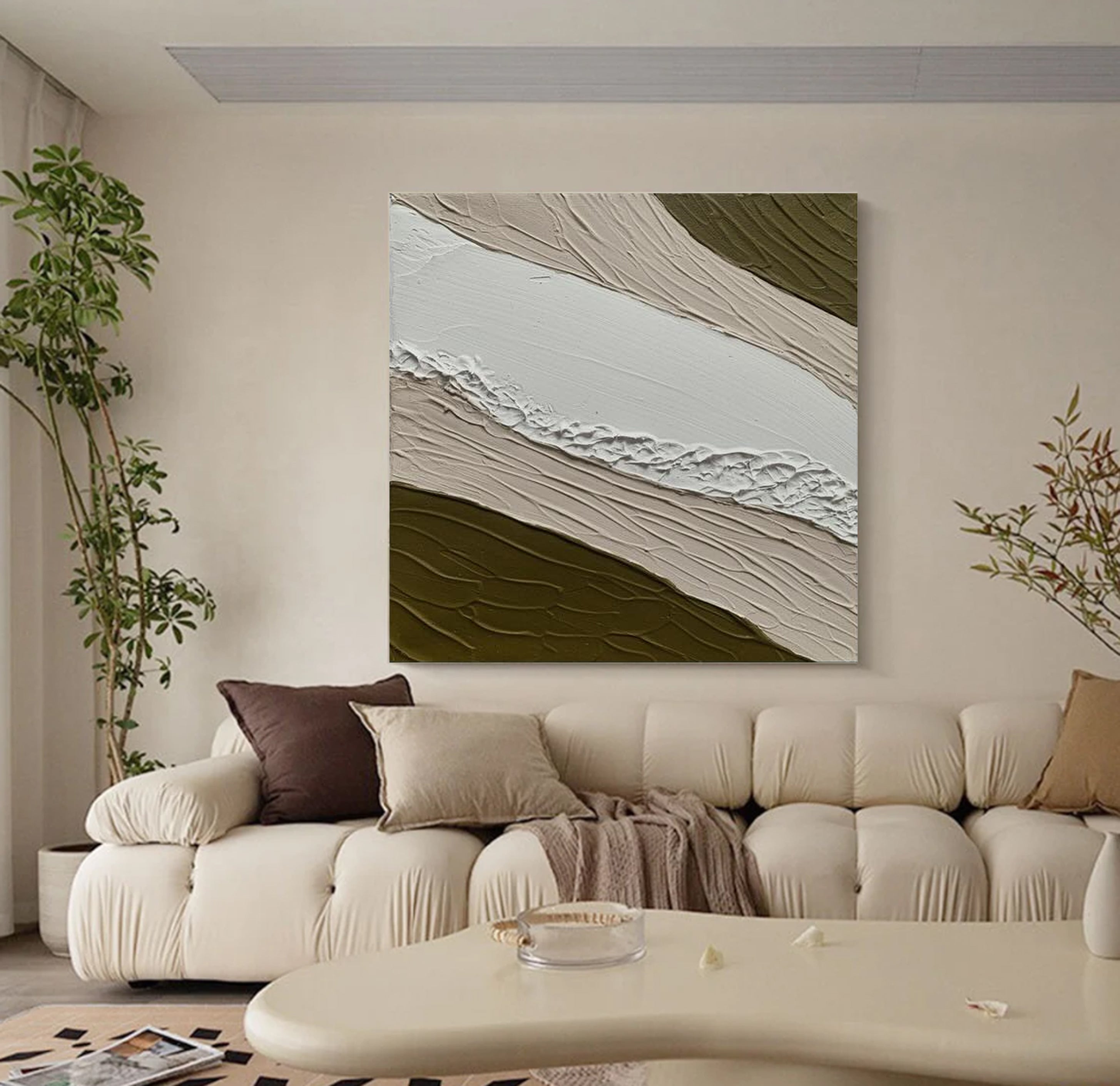 Elegant Plaster Art Canvas Minimalist and Textured for Contemporary Interiors #AB004