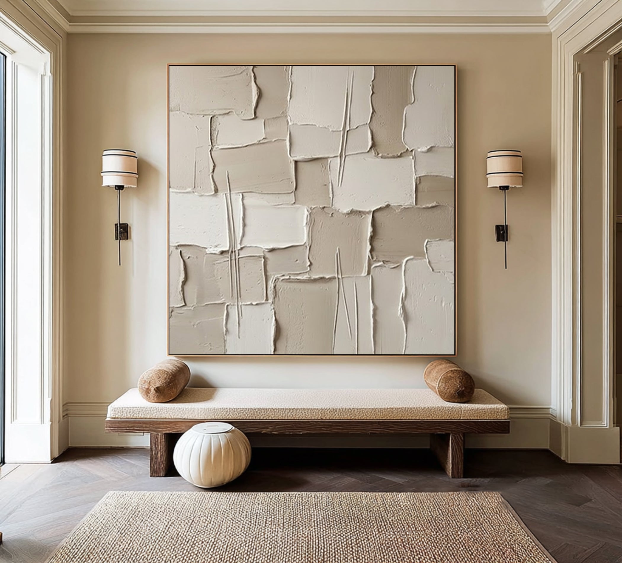 Large Gallery Wall Texture Art Contemporary Neutral Sculptural Canvas Painting