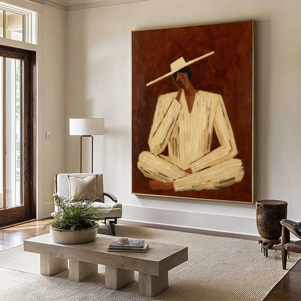 Large Minimalist Figure Painting for Modern Interiors
