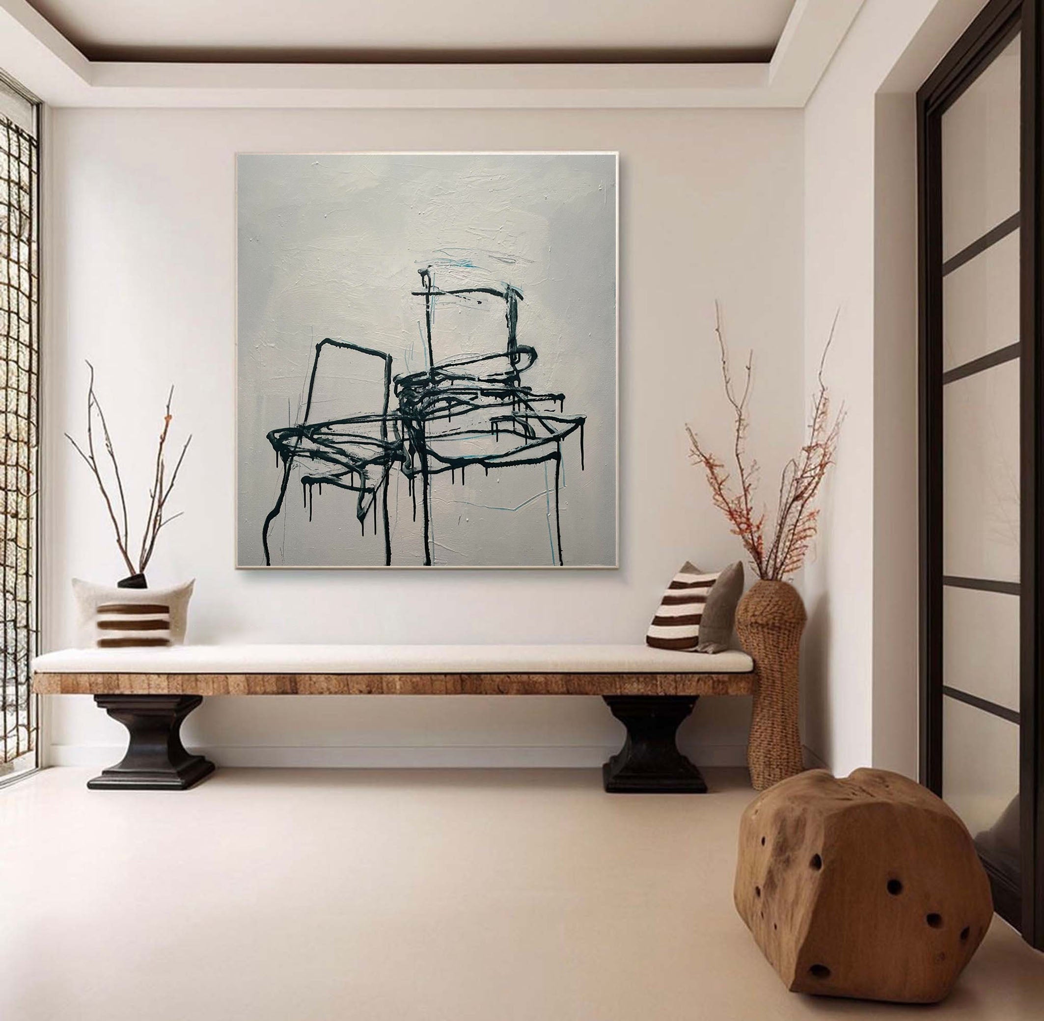 Modern Abstract Chair Painting Elegant Home Decor #MM072