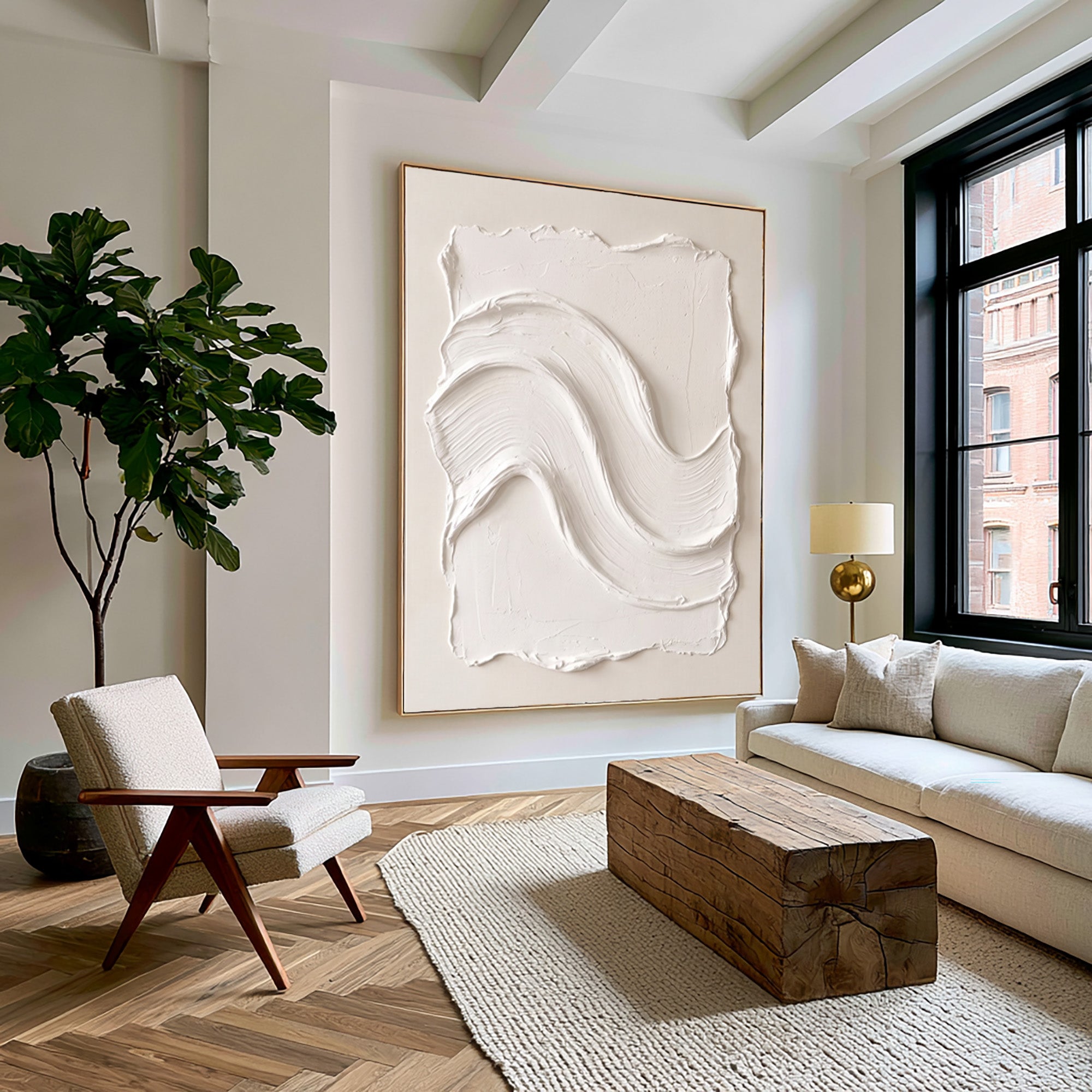 Large Quiet Luxury Abstract Wall Art Textured Oil Painting Minimalist Neutral Artwork Modern Interior Decor