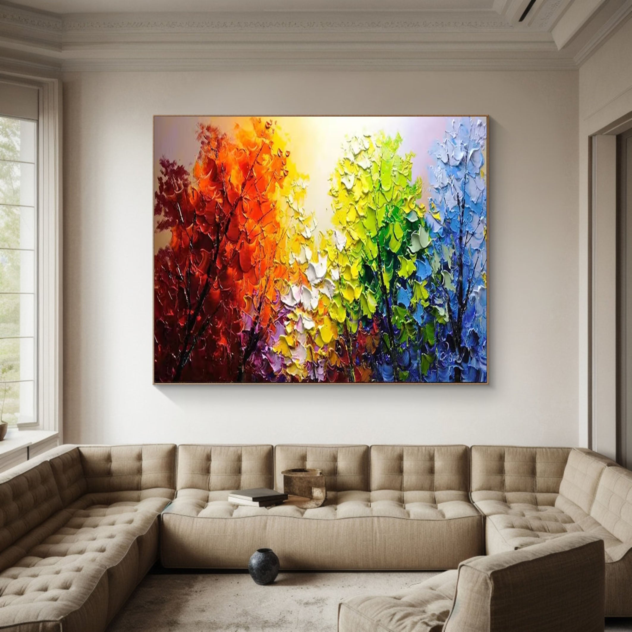 Vibrant Abstract Forest Painting for Modern Interiors #TP047