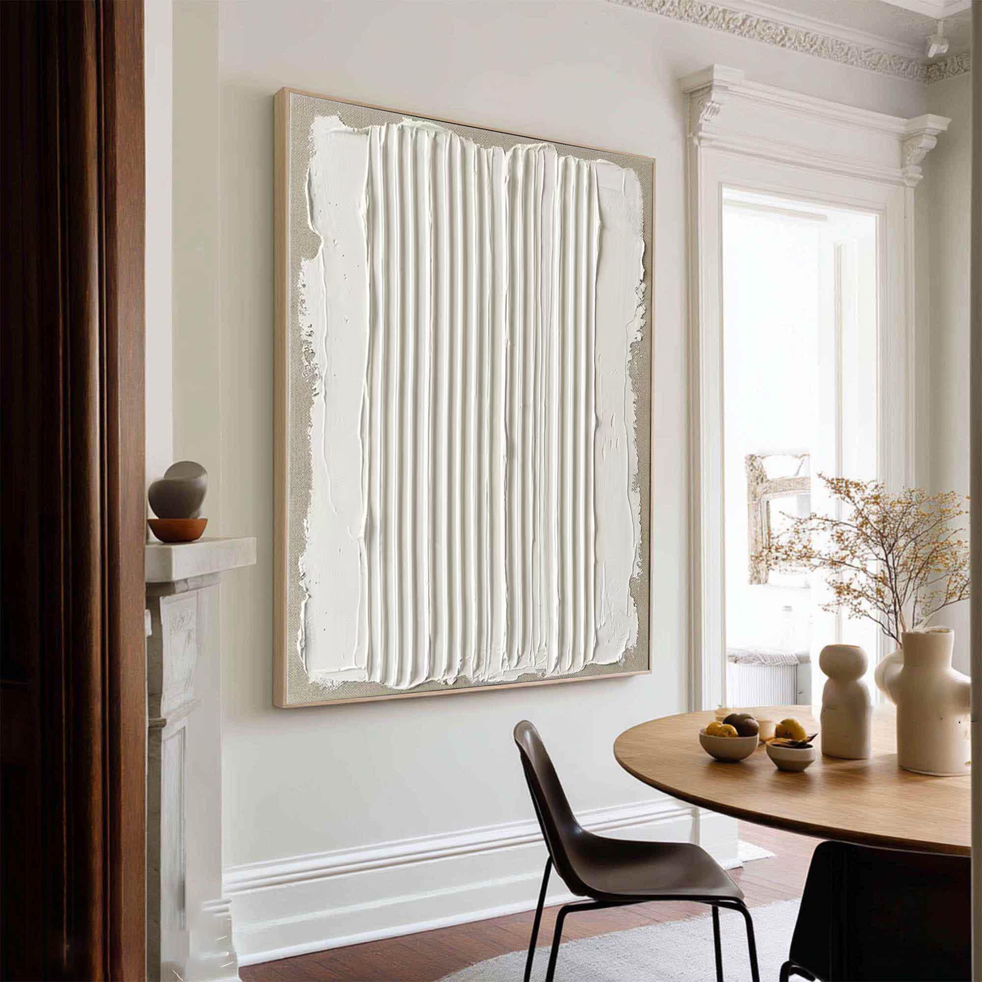 Large Abstract Panel Oil Painting – Contemporary Beige Texture Artwork