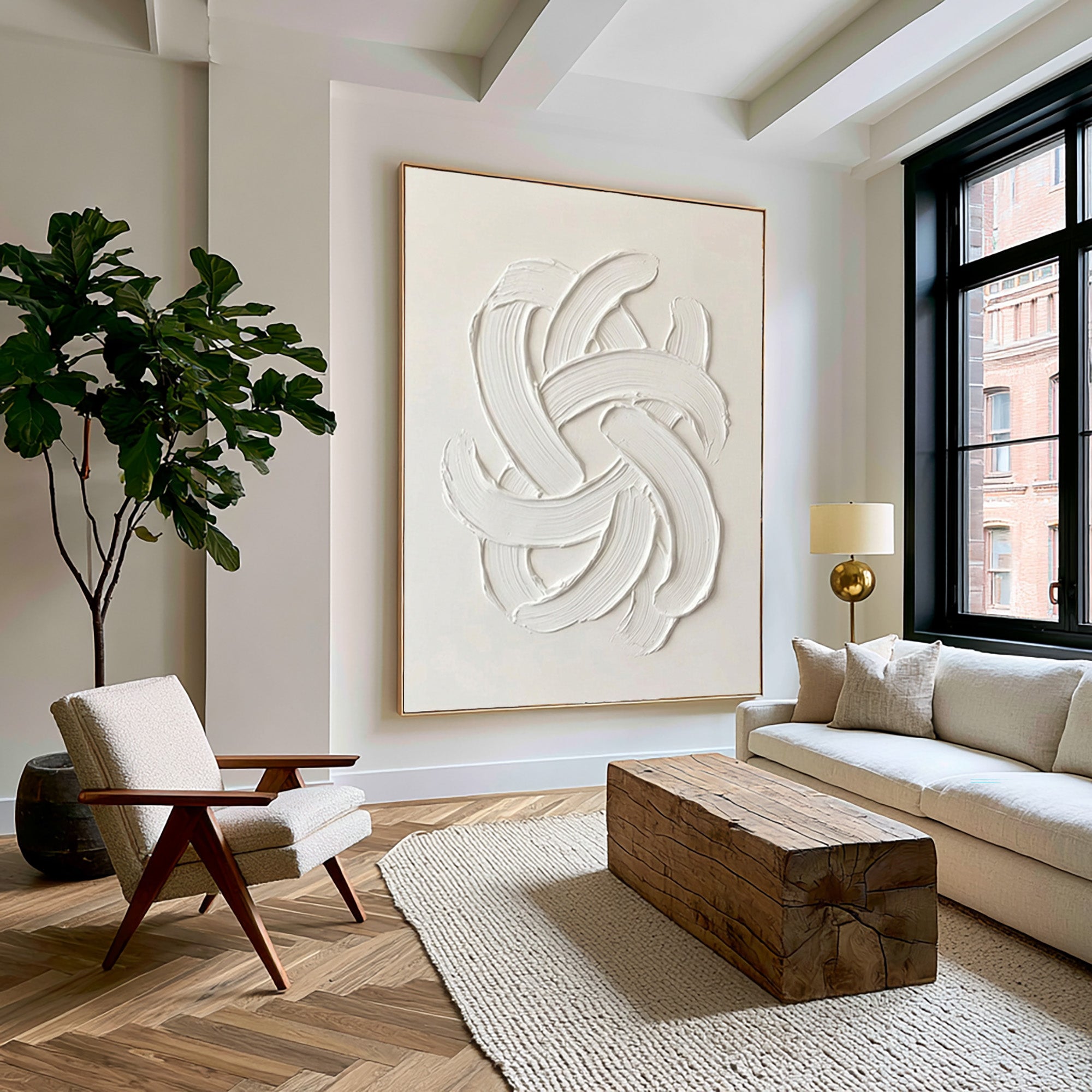 Large Quiet Luxury Abstract Wall Art Textured Oil Painting Minimalist Contemporary Artwork Modern Neutral Interior Decor Living Room