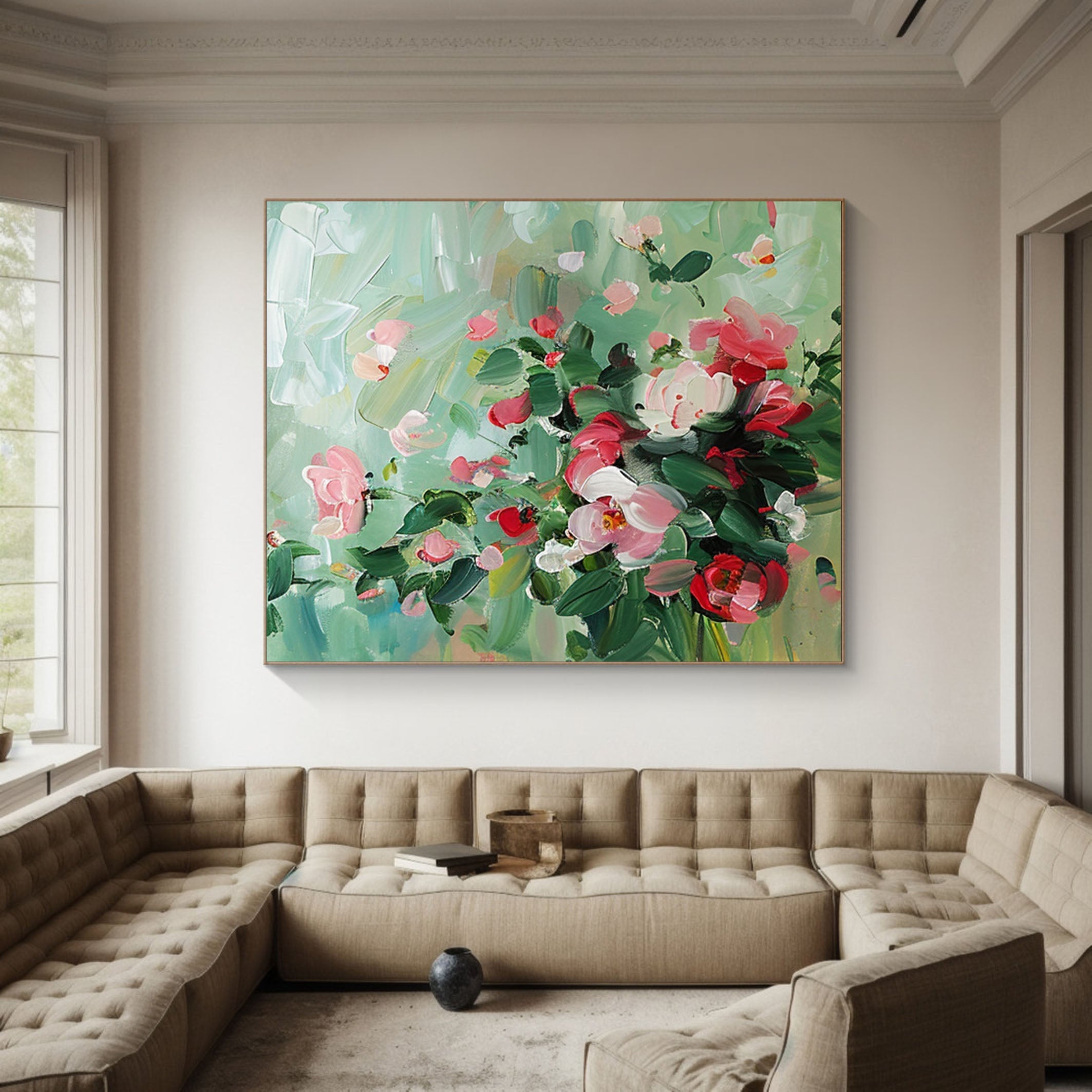 Vibrant Floral Wall Art Modern Abstract Flowers On Canvas #FB009