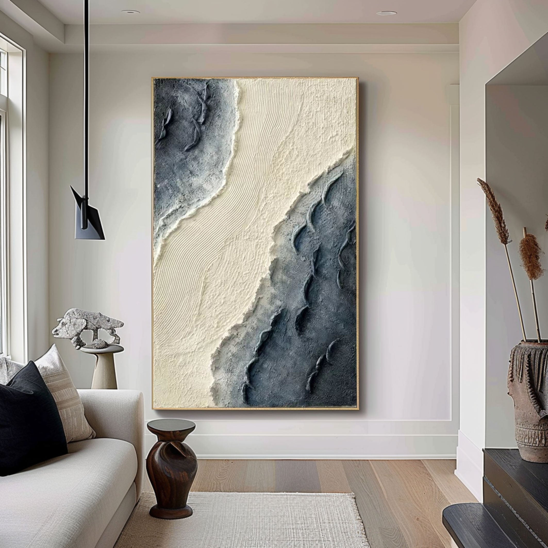 Textured Coastal Dunes Art Modern Ocean Painting