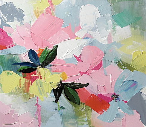 Modern Abstract Flower Painting for Living Room Walls #FB015