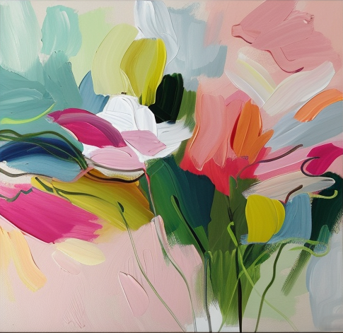 Bold Colorful Floral Artwork for Stylish Interiors #FB016