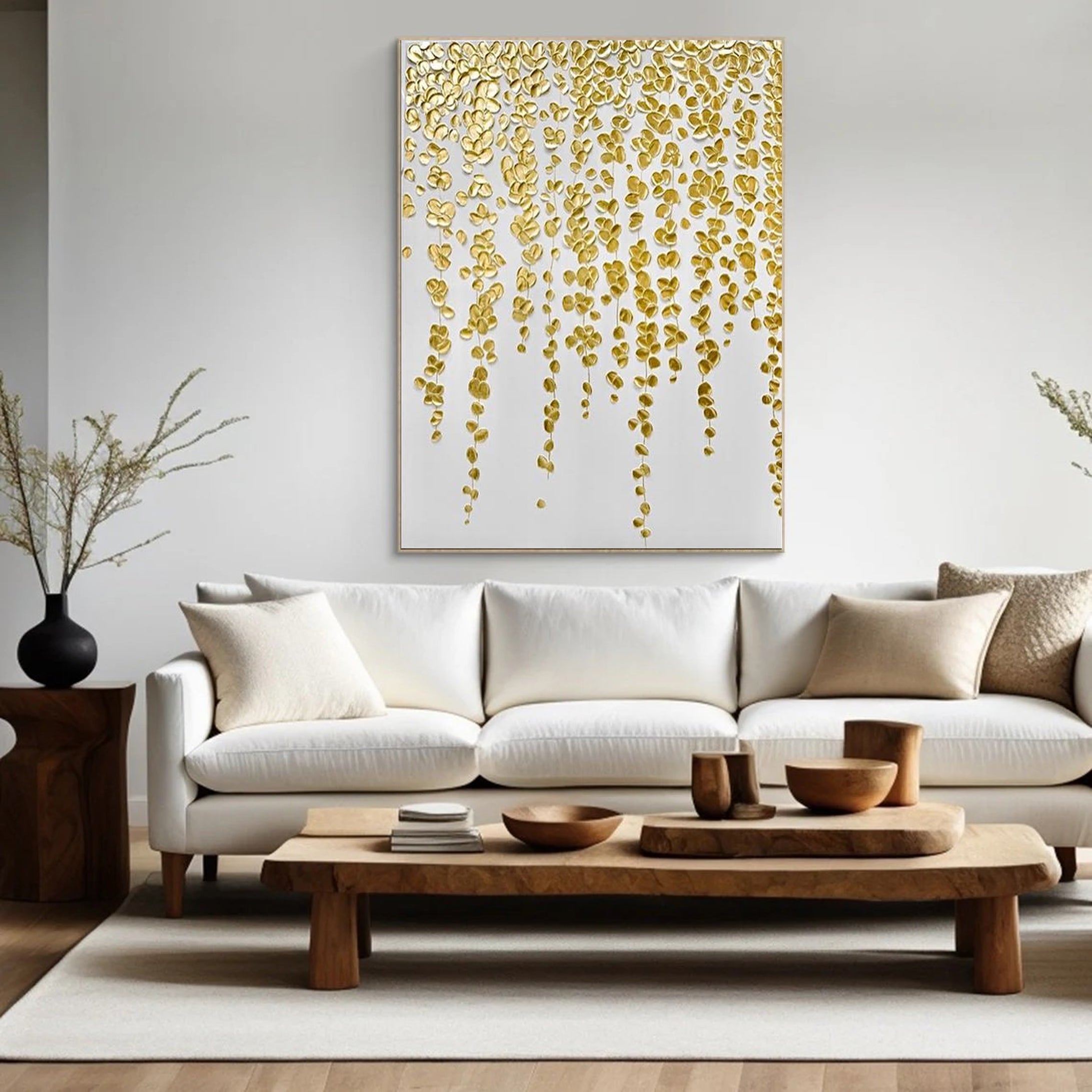 Luxurious Gold Leaf Abstract Canvas Handcrafted Art #FB002