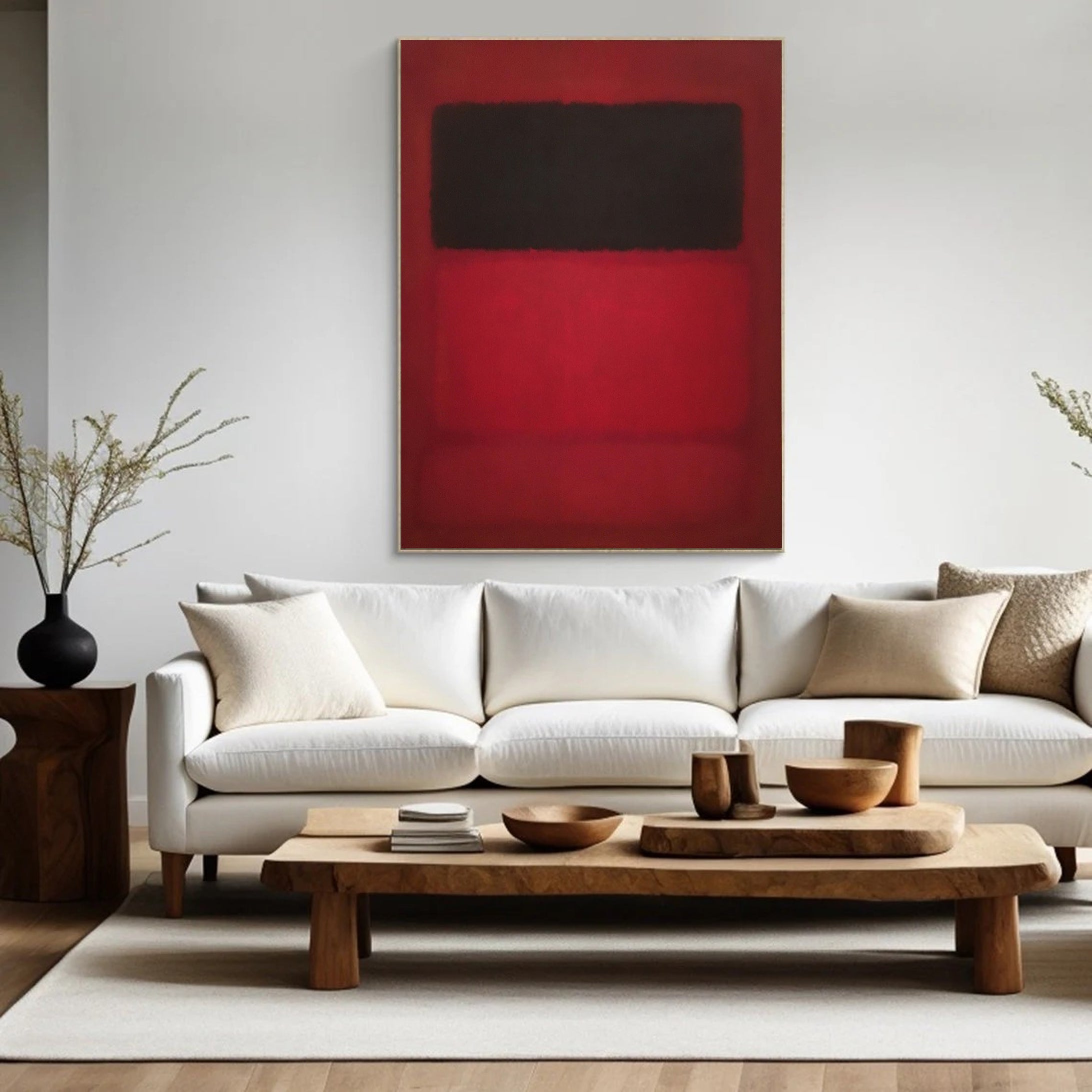 Bold Red Abstract Geometric Art Modern Home Wall Decor #MM032